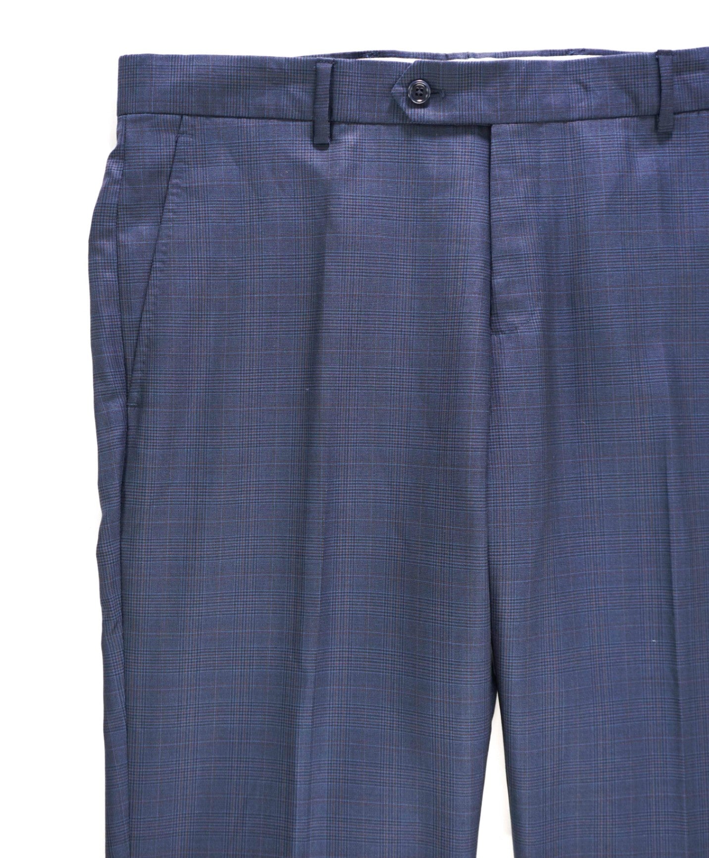 $395 Saks Fifth Avenue Navy plaid Wool/Silk Pants 36W