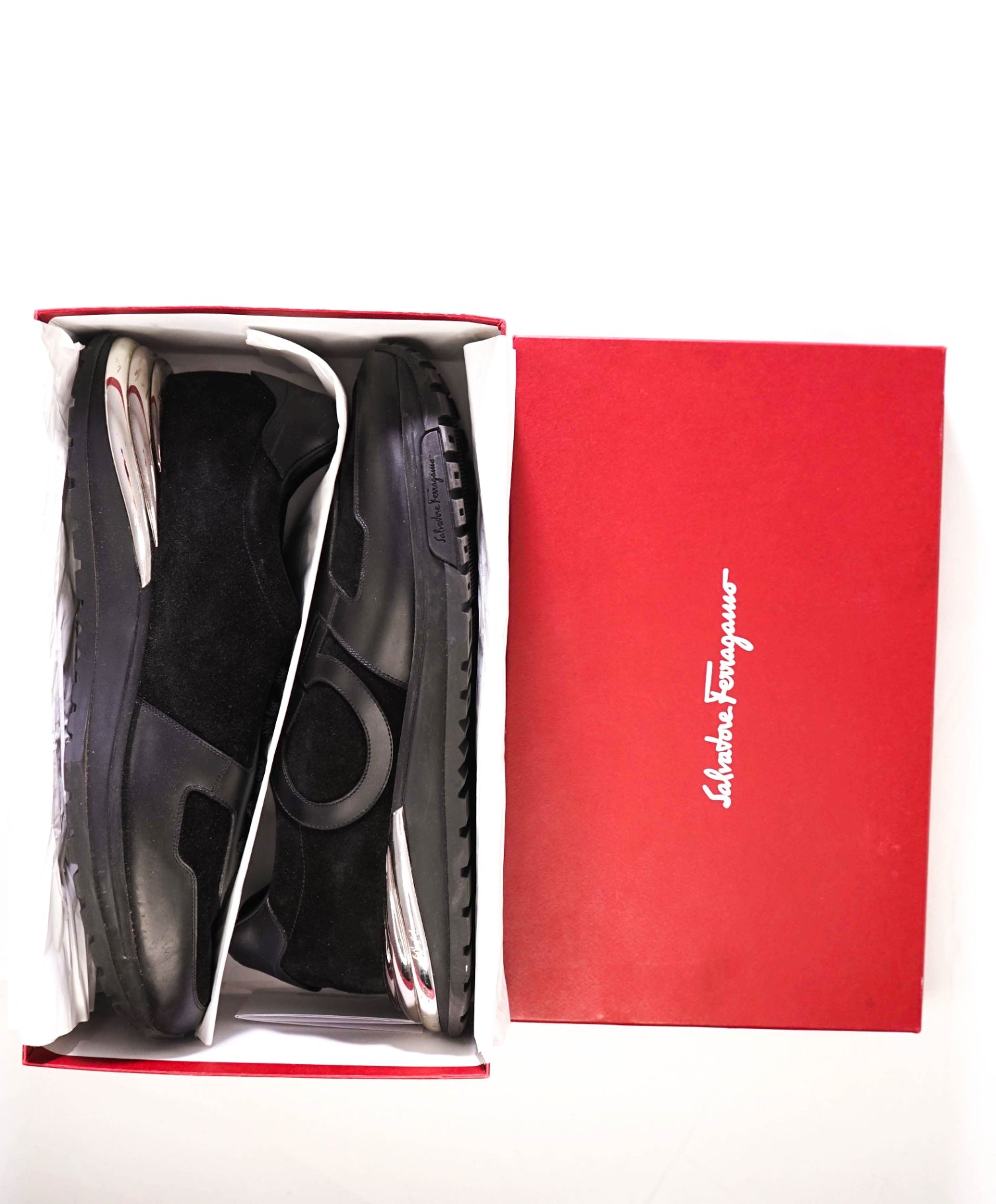 Salvatore Ferragamo "BROOKLYN" Black Sneakers Leather/Suede 13 M