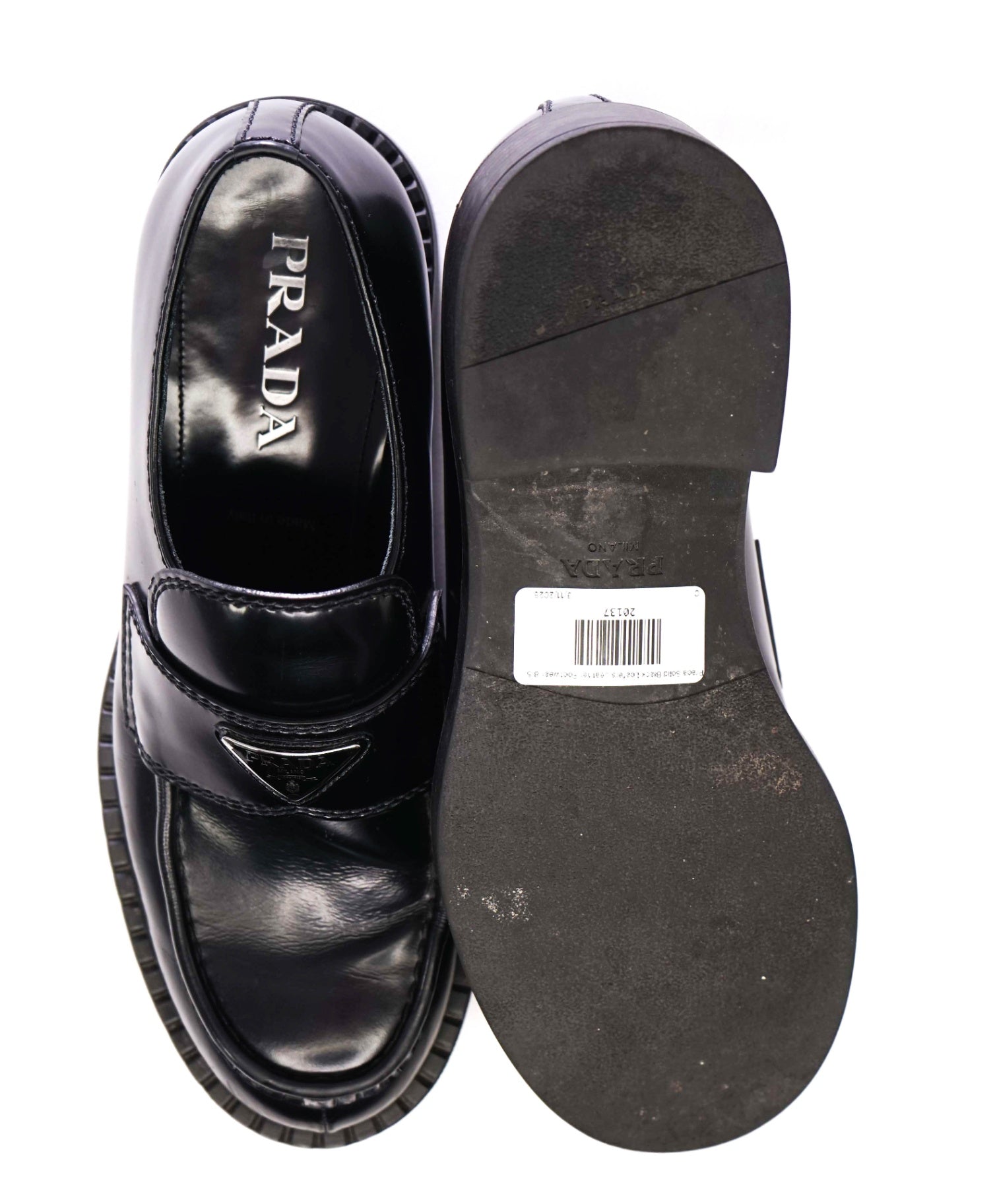 $1,200 Prada Solid "Chocolate" Black Loafers Leather 9.5US (8.5IT)