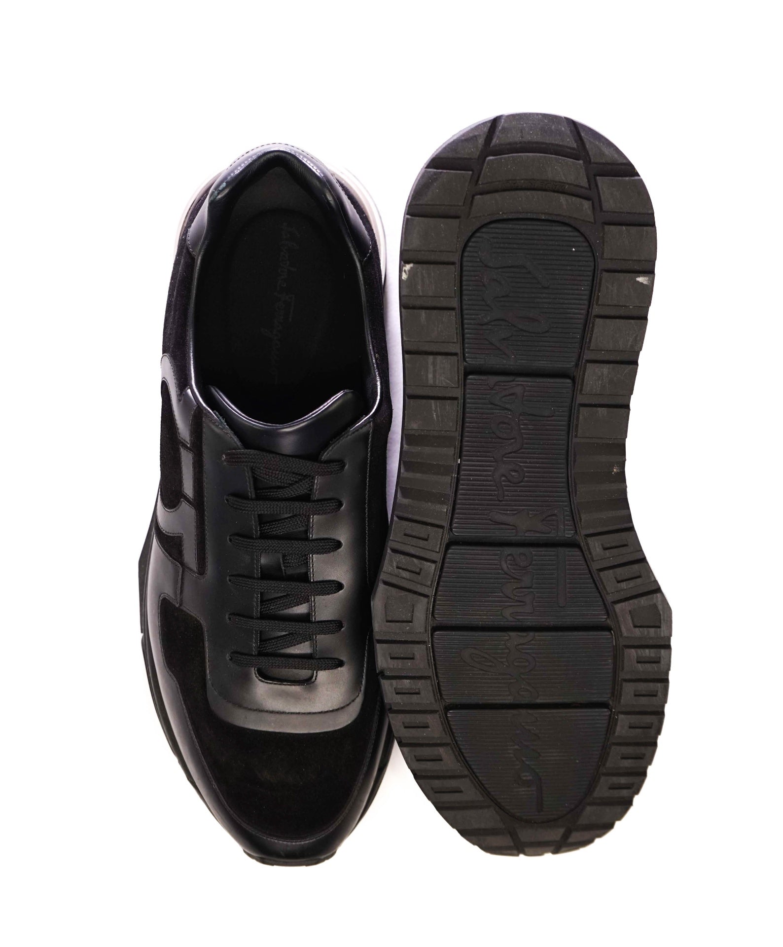 Salvatore Ferragamo "BROOKLYN" Black Sneakers Leather/Suede 13 M