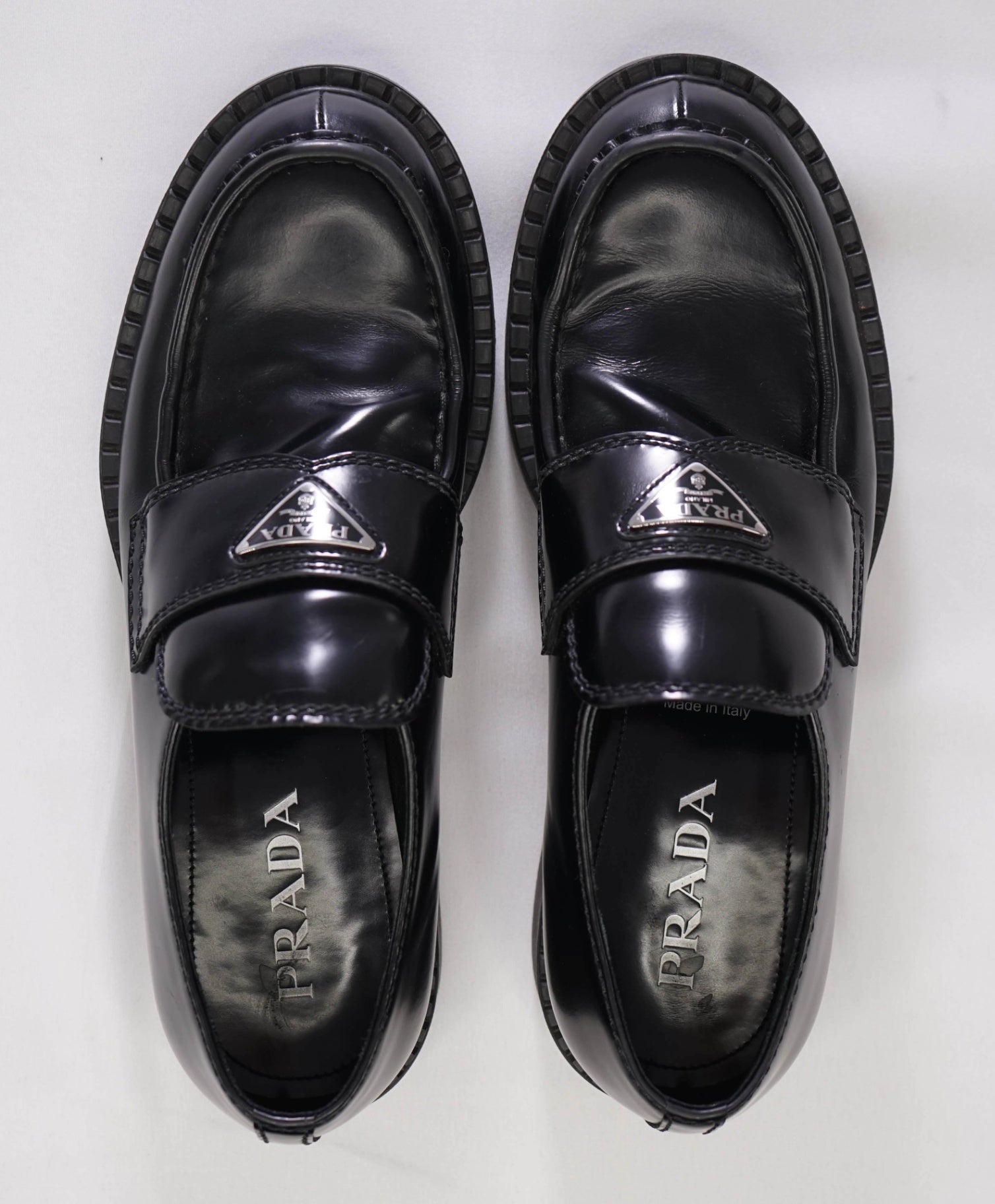 $1,200 Prada Solid "Chocolate" Black Loafers Leather 9.5US (8.5IT)
