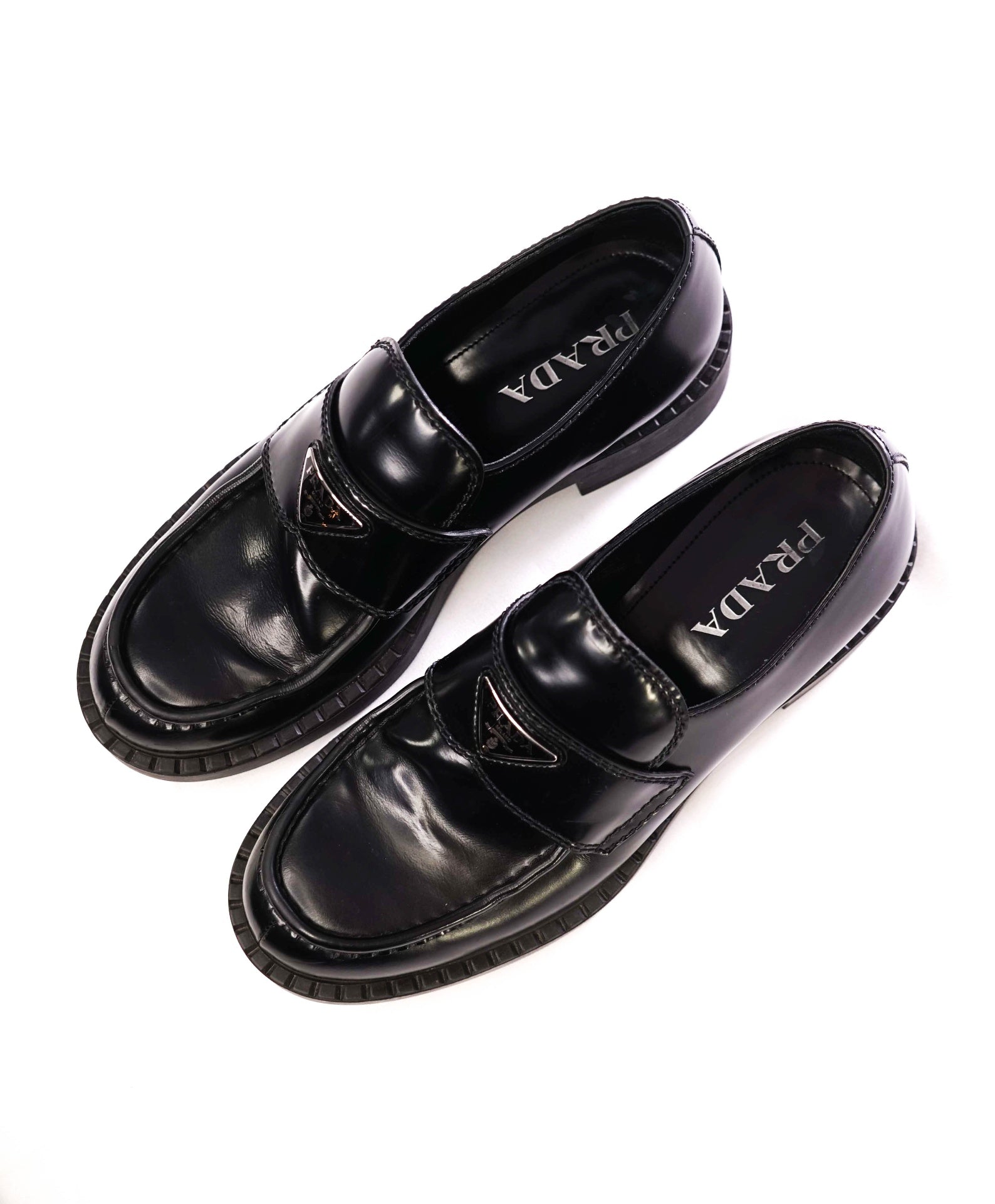 $1,200 Prada Solid "Chocolate" Black Loafers Leather 9.5US (8.5IT)