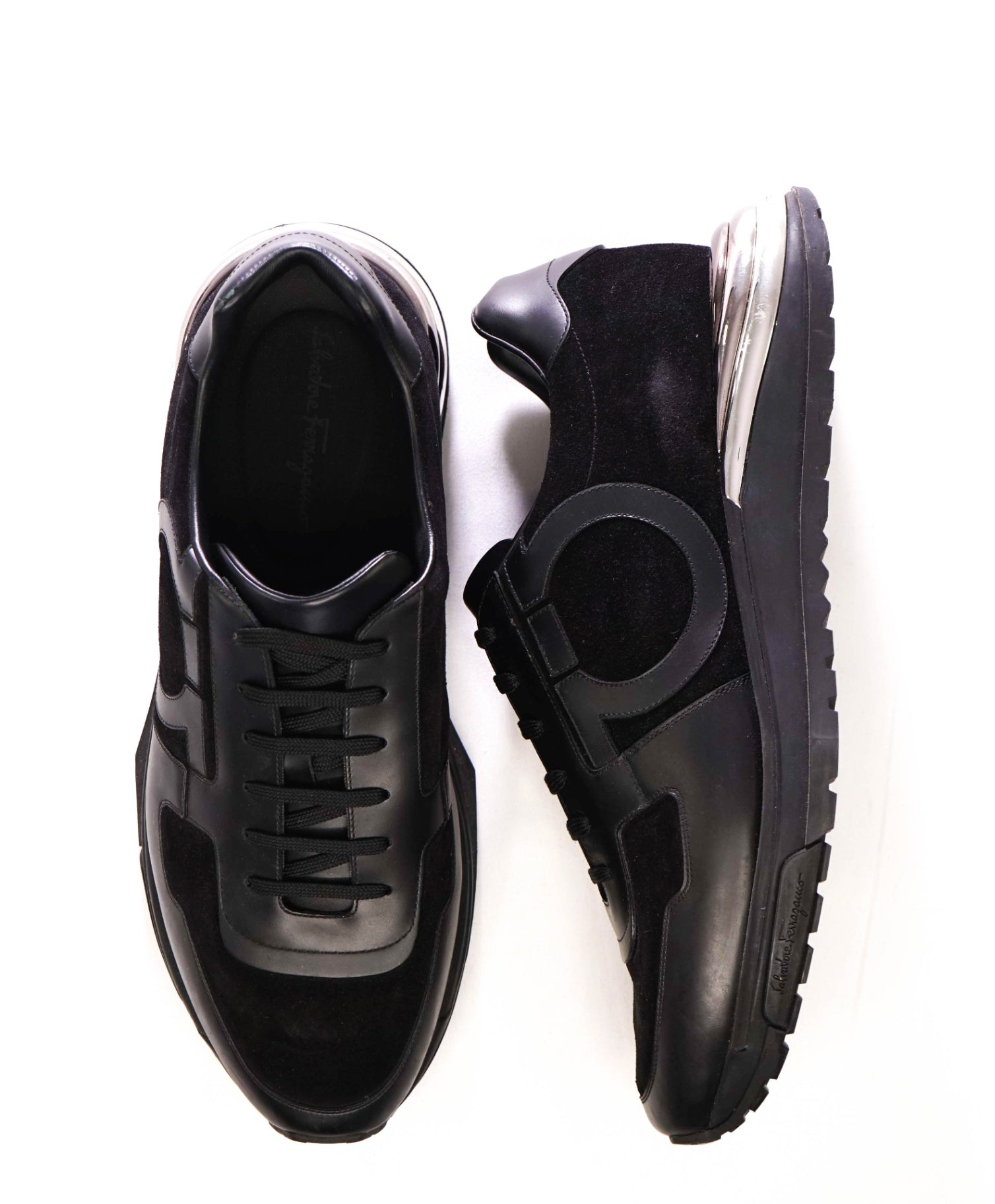 Salvatore Ferragamo "BROOKLYN" Black Sneakers Leather/Suede 13 M