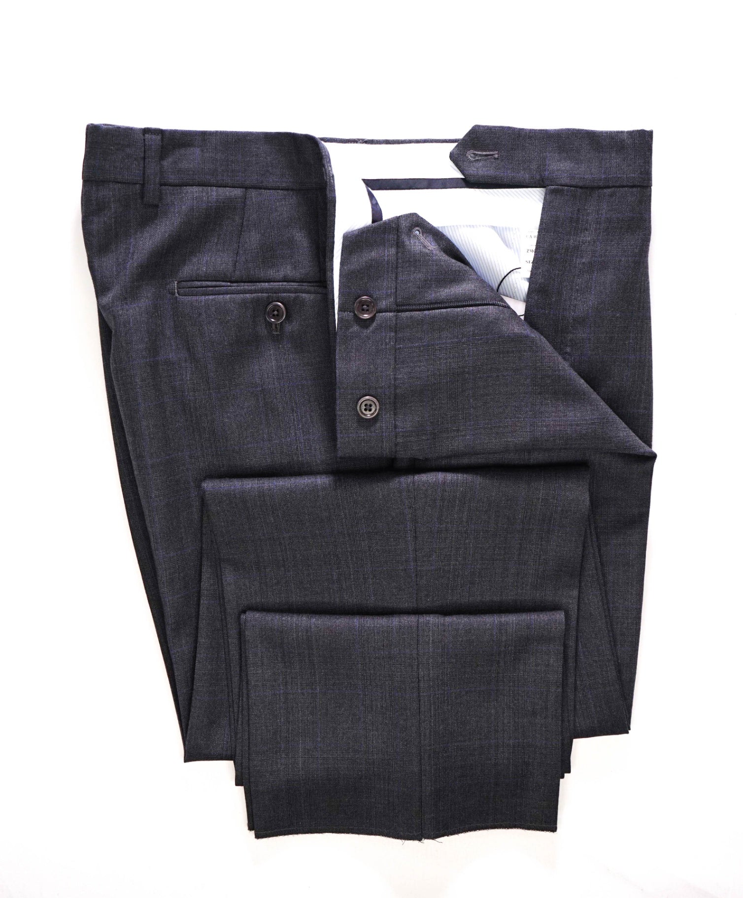 $395 Saks Fifth Avenue Grey Plaid Wool CLASSIC FIT20145 Pants 36W