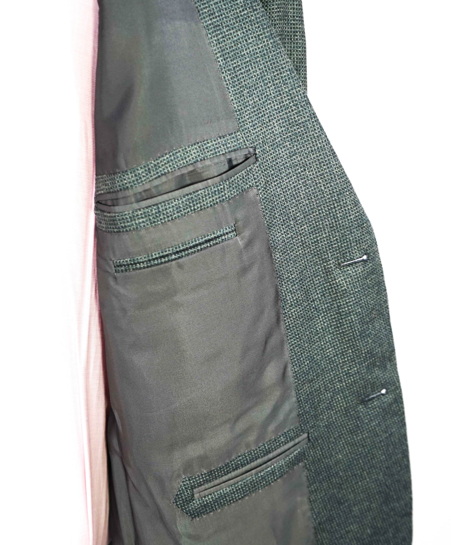 $2,995 Ermenegildo Zegna Green Micro check Wool/Silk/Camel Blazer 44R