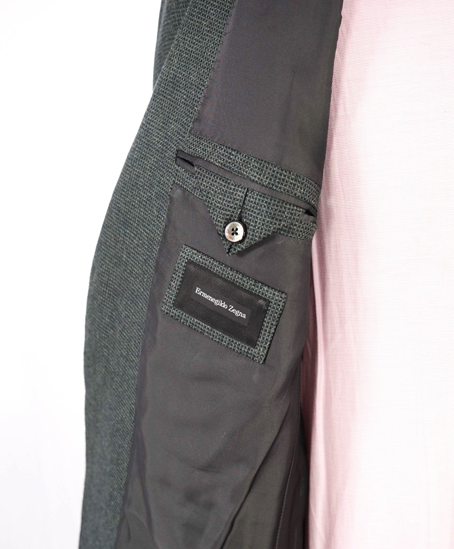 $2,995 Ermenegildo Zegna Green Micro check Wool/Silk/Camel Blazer 44R