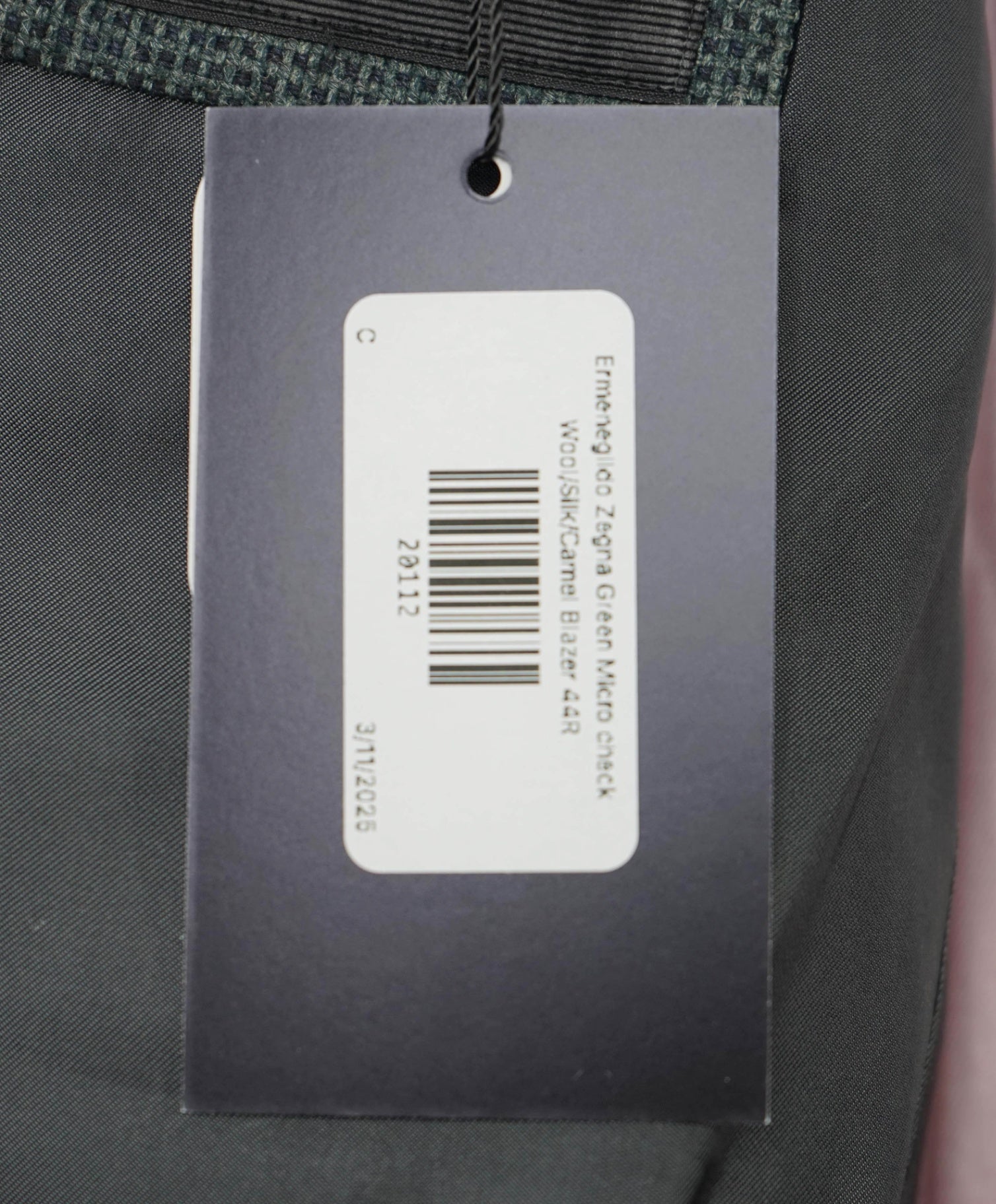 $2,995 Ermenegildo Zegna Green Micro check Wool/Silk/Camel Blazer 44R