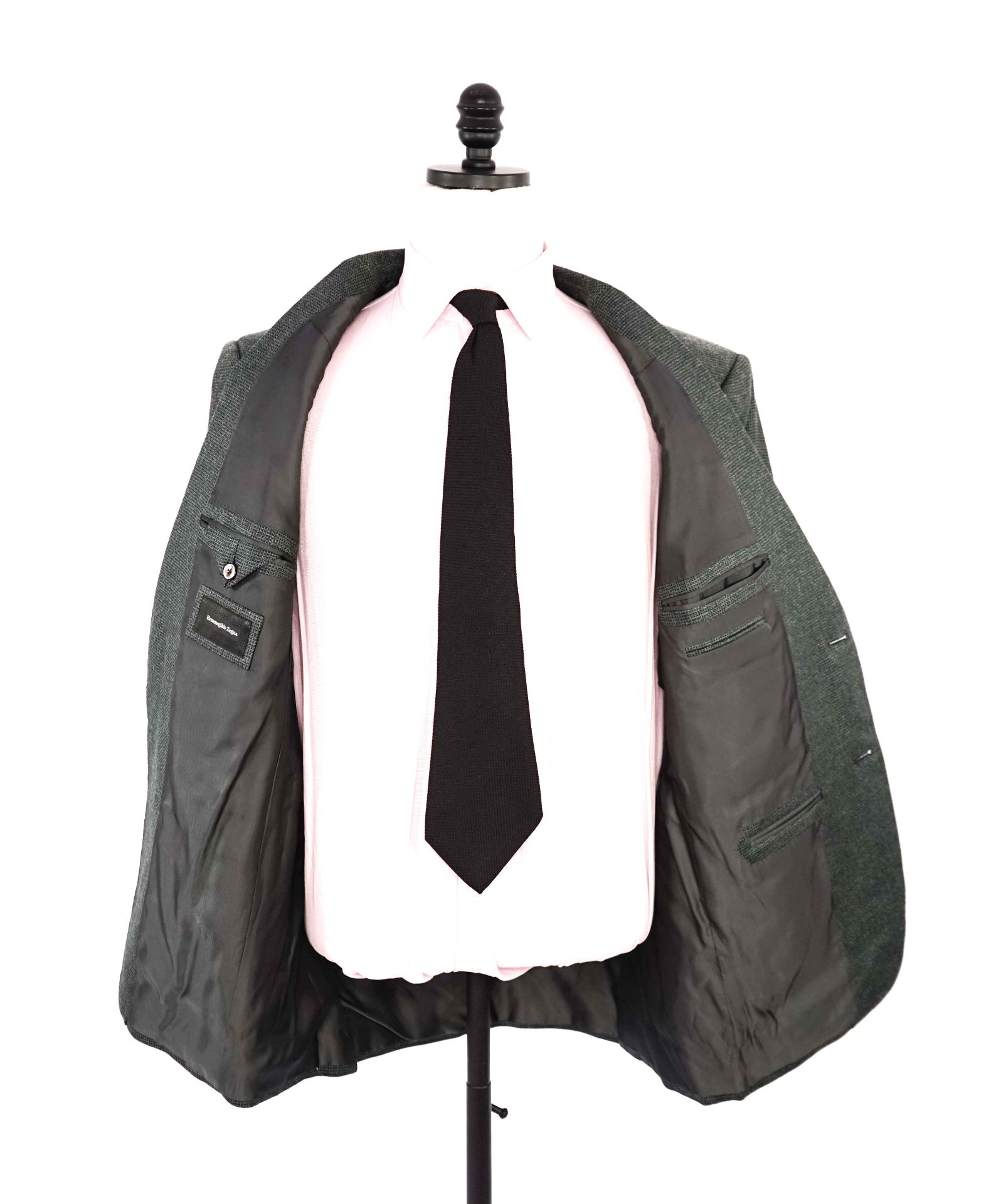 $2,995 Ermenegildo Zegna Green Micro check Wool/Silk/Camel Blazer 44R