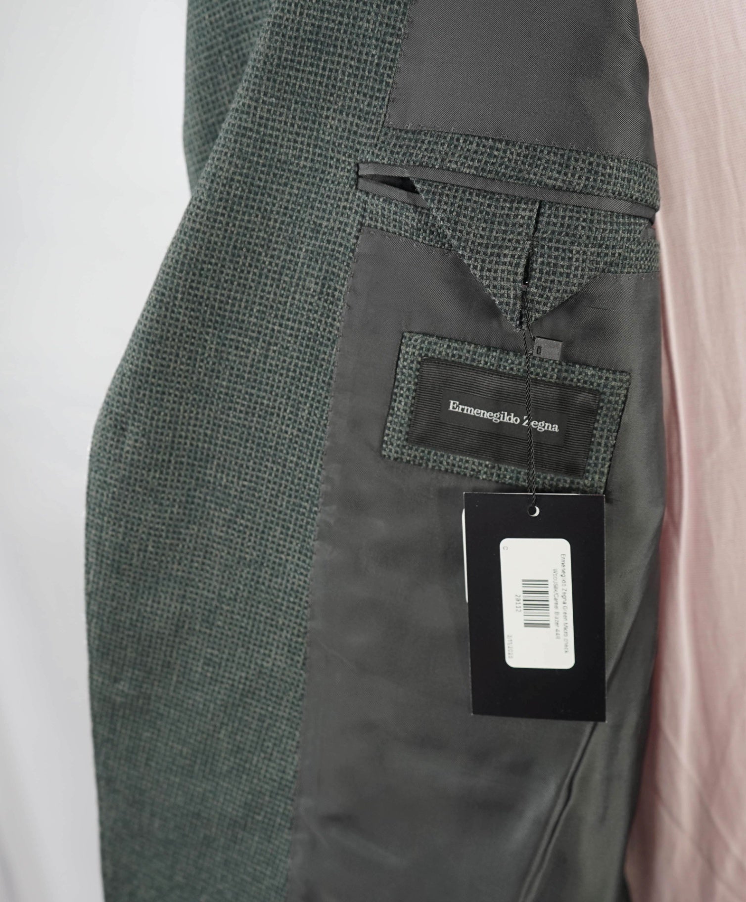 $2,995 Ermenegildo Zegna Green Micro check Wool/Silk/Camel Blazer 44R