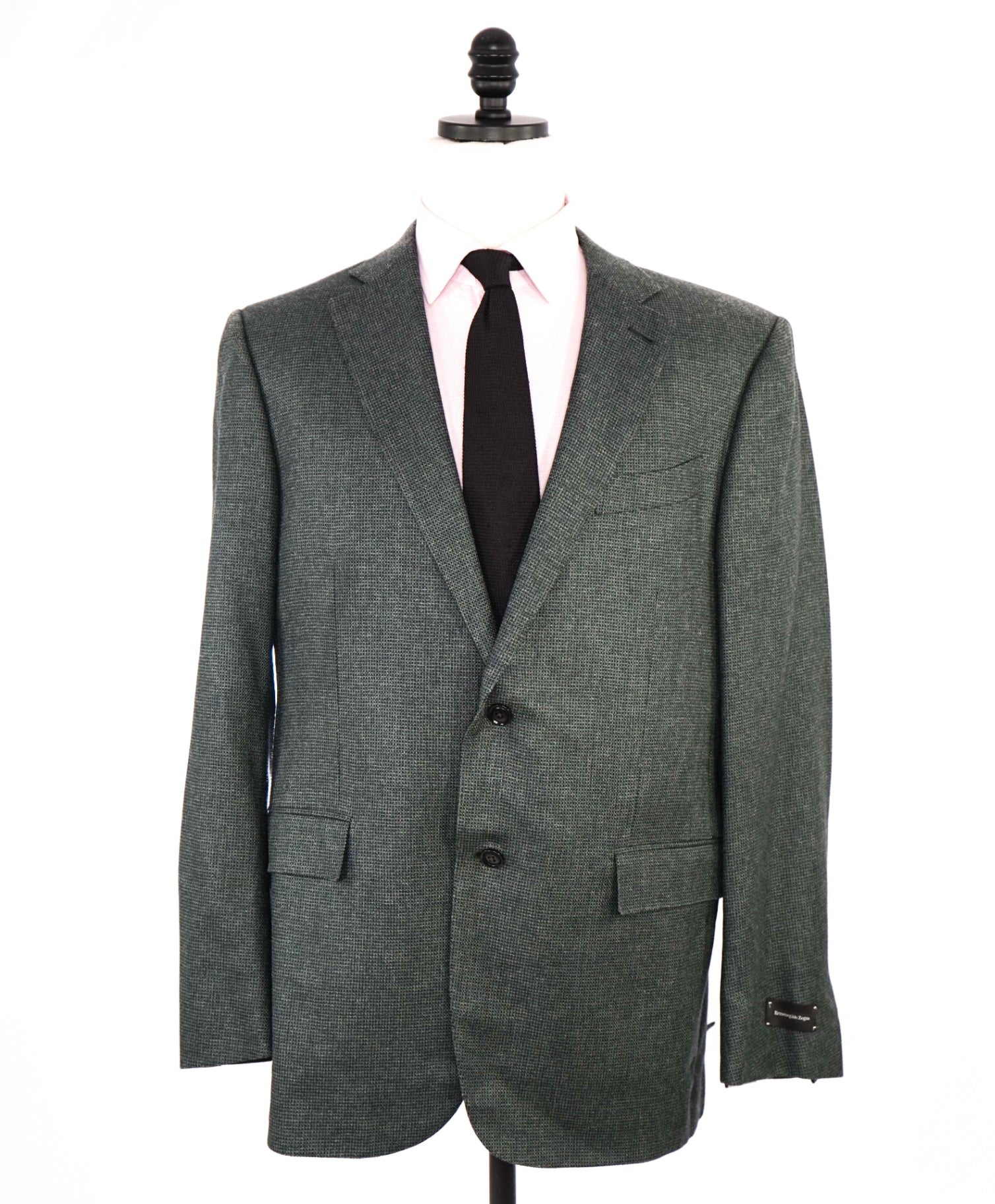 $2,995 Ermenegildo Zegna Green Micro check Wool/Silk/Camel Blazer 44R