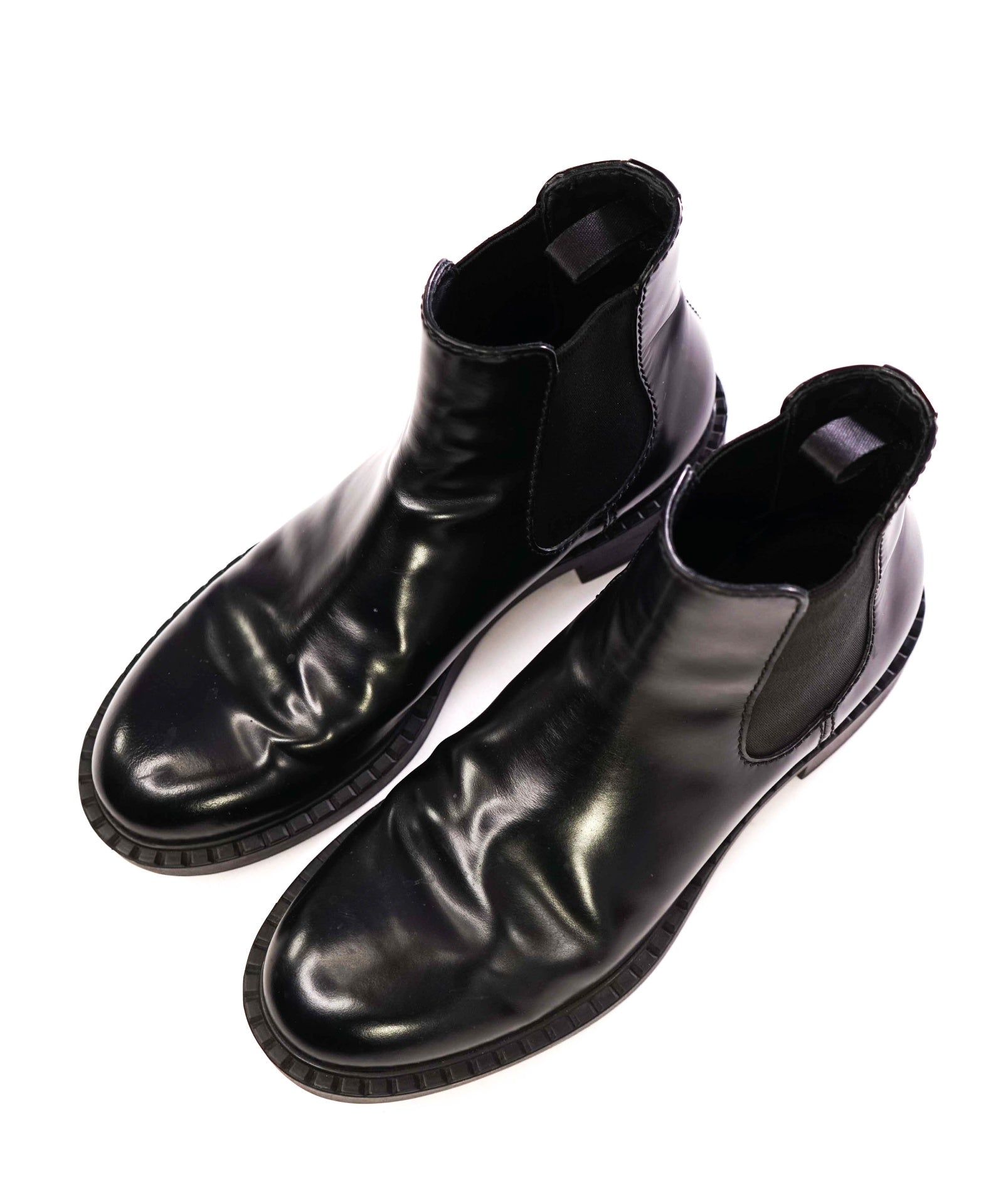 $1,090 Prada Solid Black Lug Sole Boots Leather Footwear 10US (9IT)