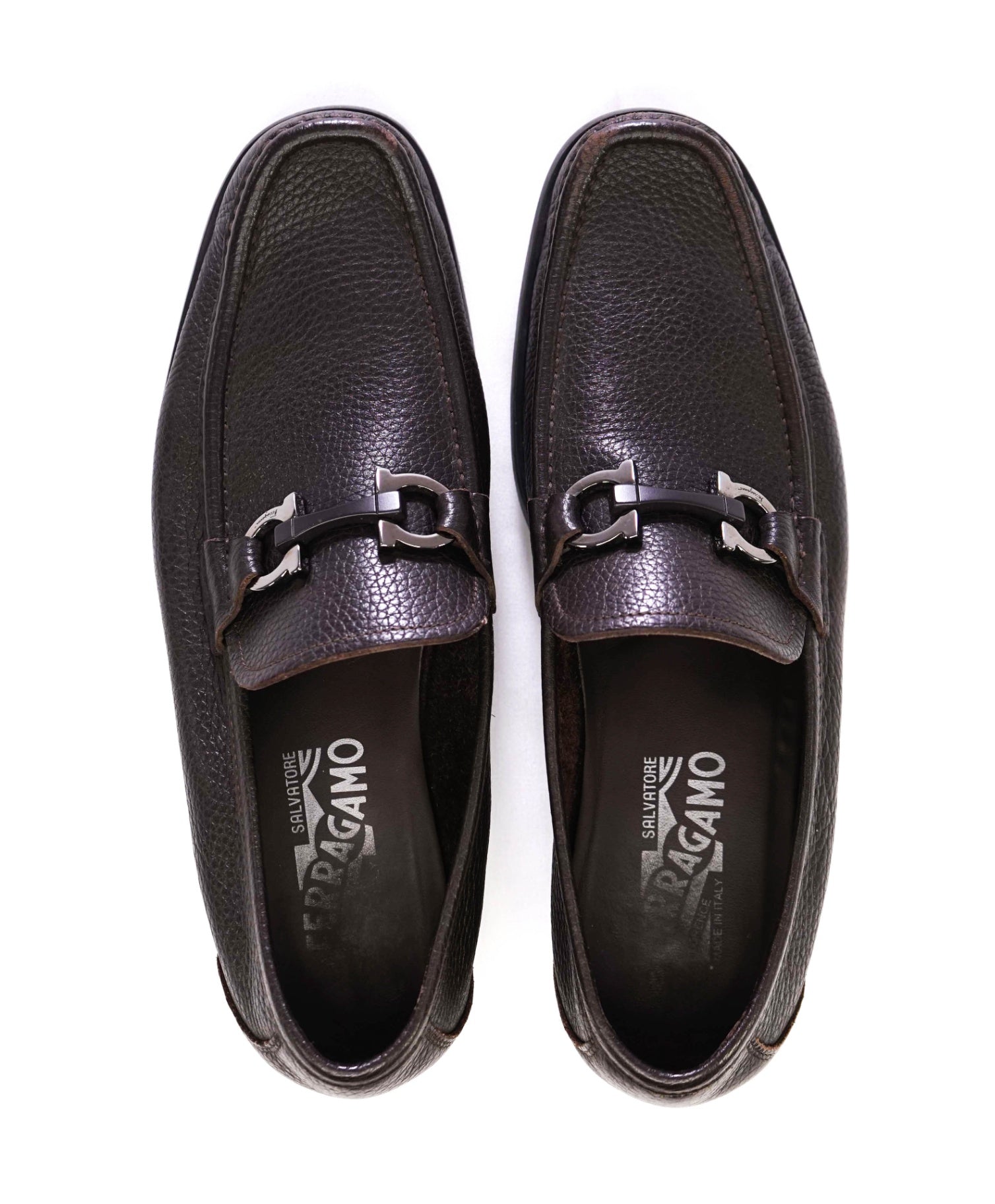 $850 Salvatore Ferragamo "GRANDIOSO" Brown loafers Leather 7.5 D