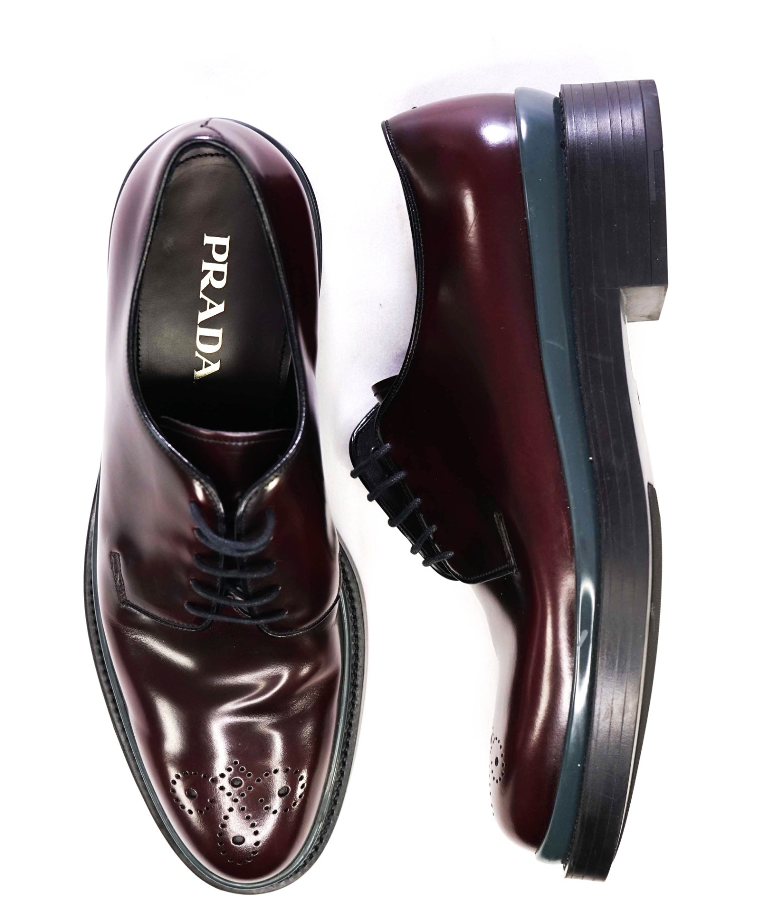 $1,150 Prada Solid Plum Lug Sole Derbies Oxfords Leather 11 US (10IT)