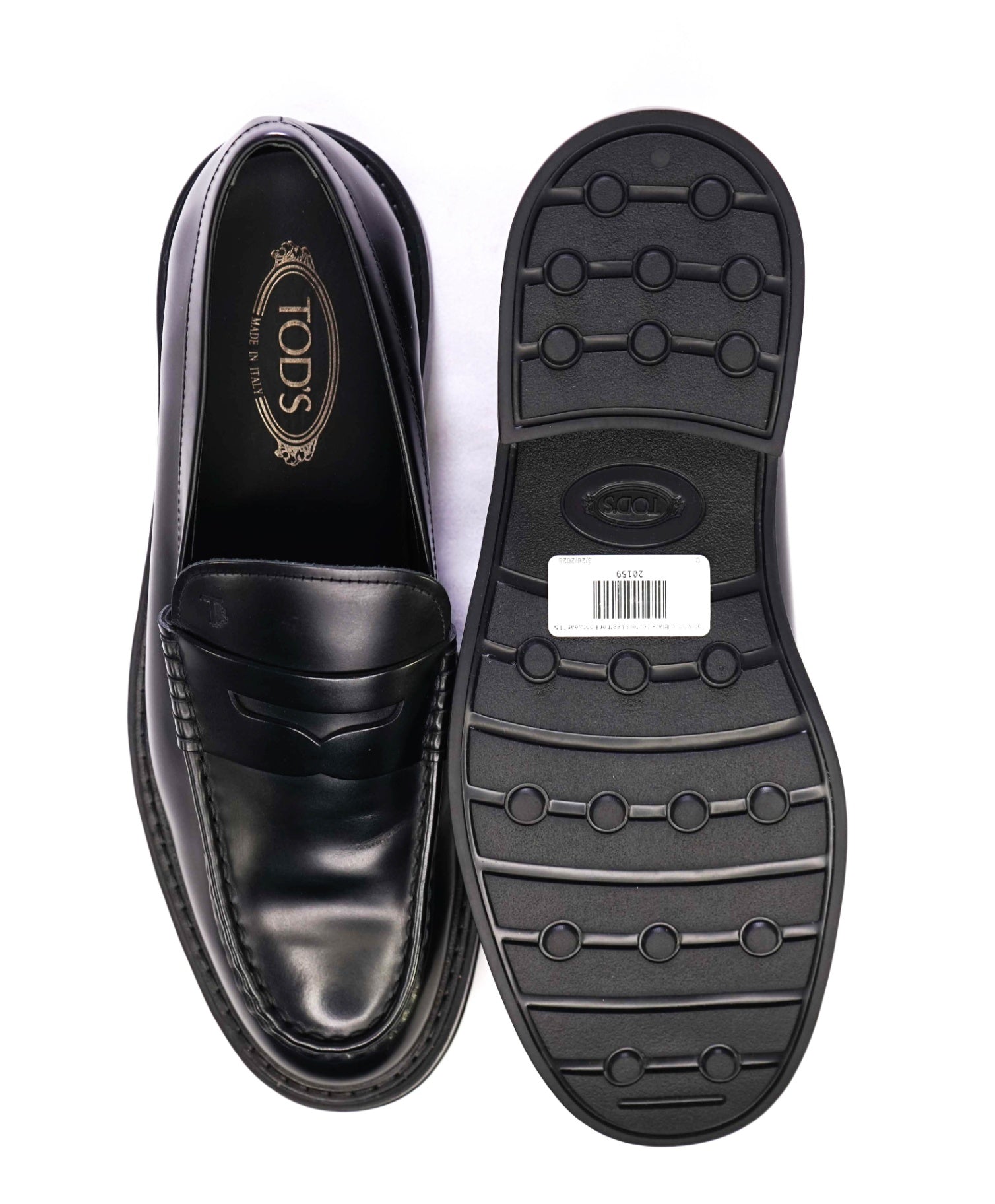 $750 Tod's Solid Black Lug Sole Penny Loafers Leather 12.5 US (11.5IT)