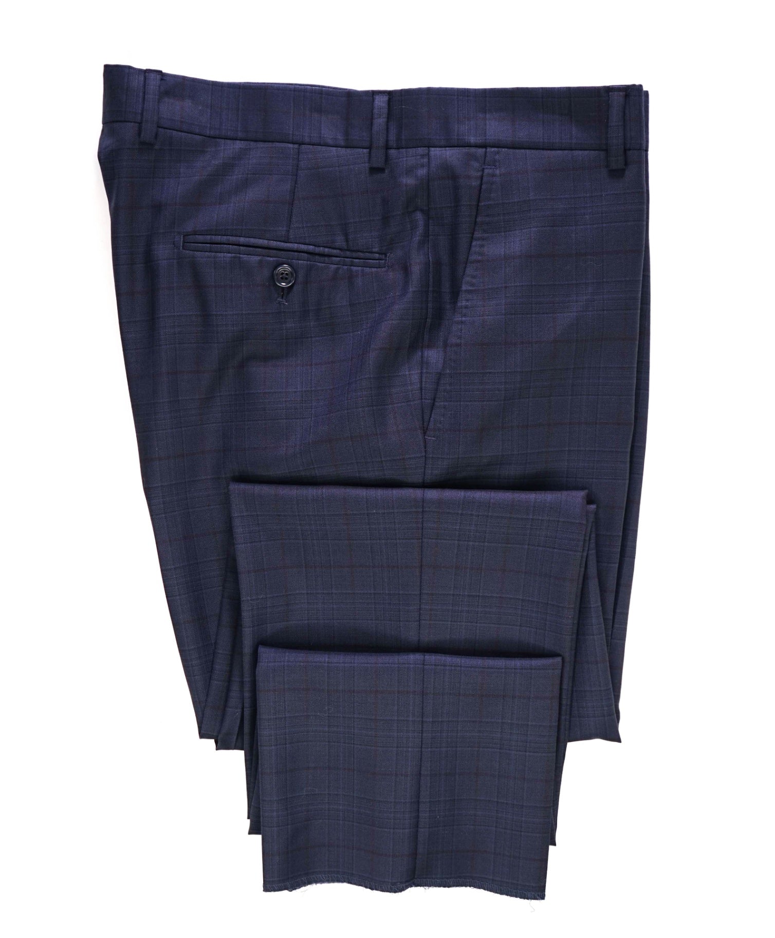 Saks Fifth Avenue Made In Italy Modern Fit Navy plaid Wool Pants 34W