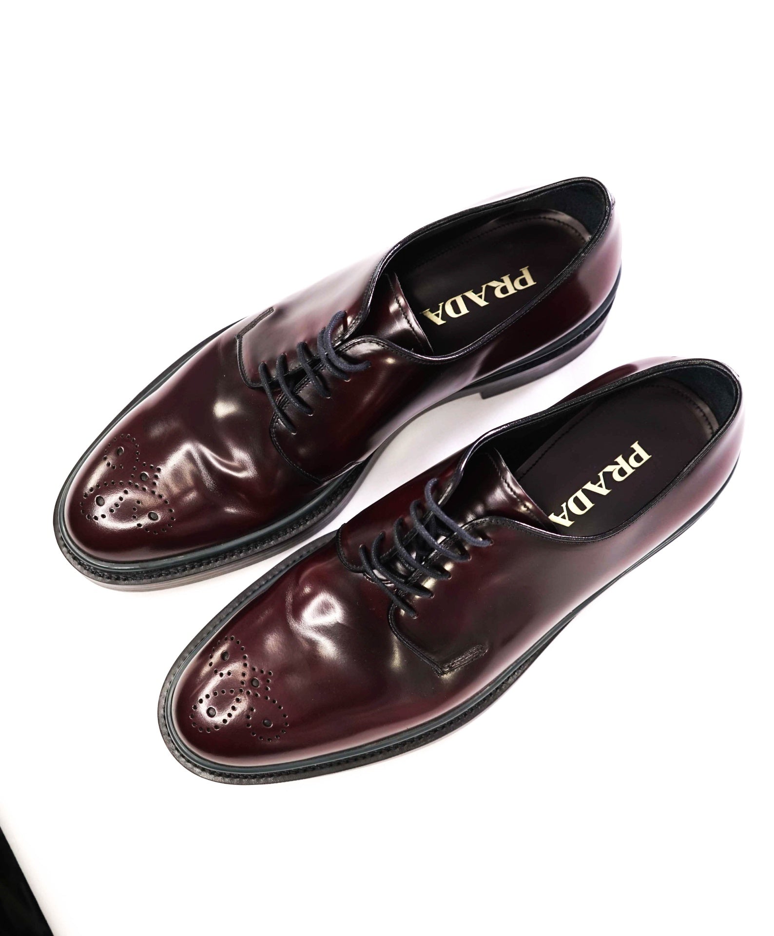 $1,150 Prada Solid Plum Lug Sole Derbies Oxfords Leather 11 US (10IT)
