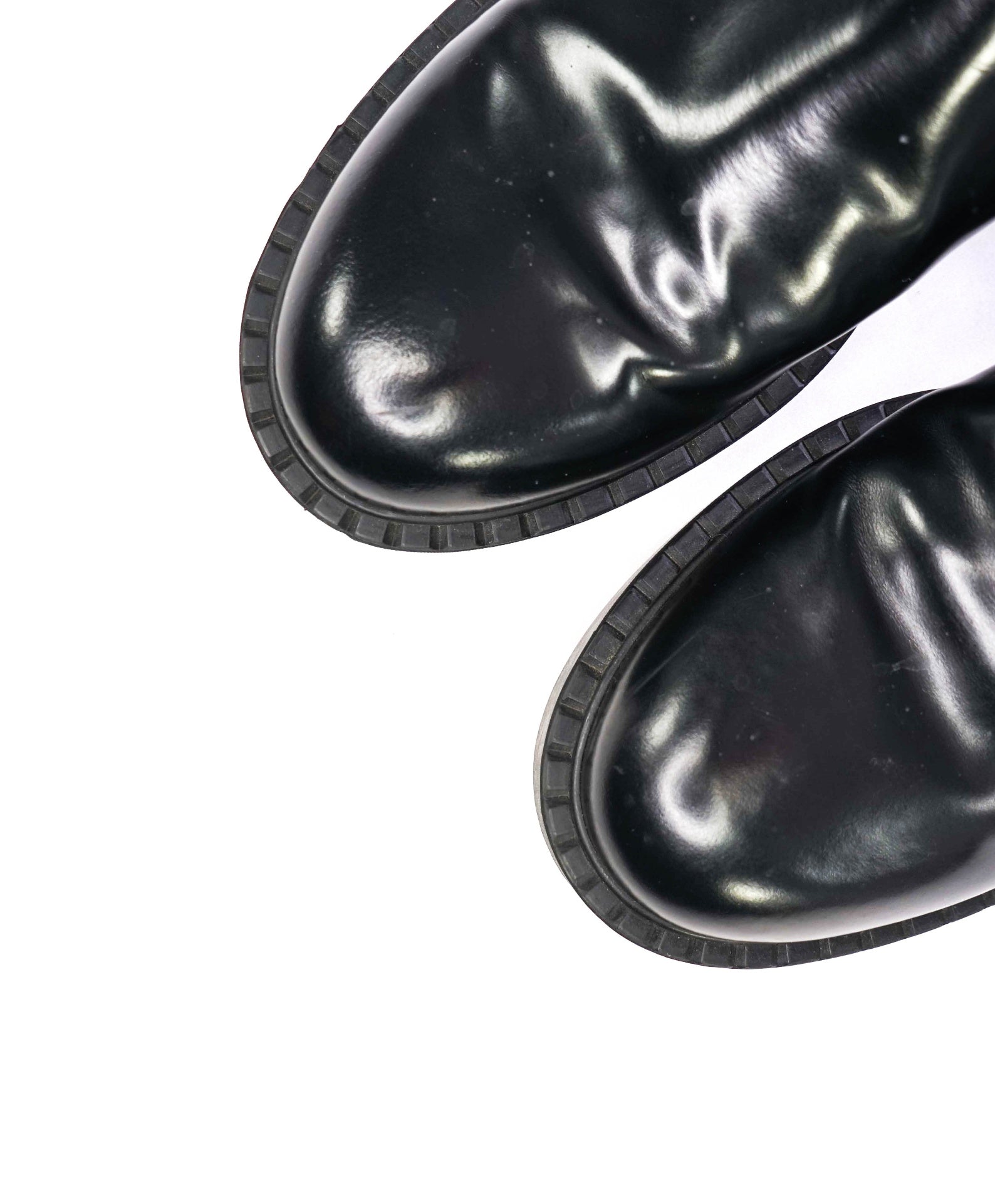 $1,090 Prada Solid Black Lug Sole Boots Leather Footwear 10US (9IT)