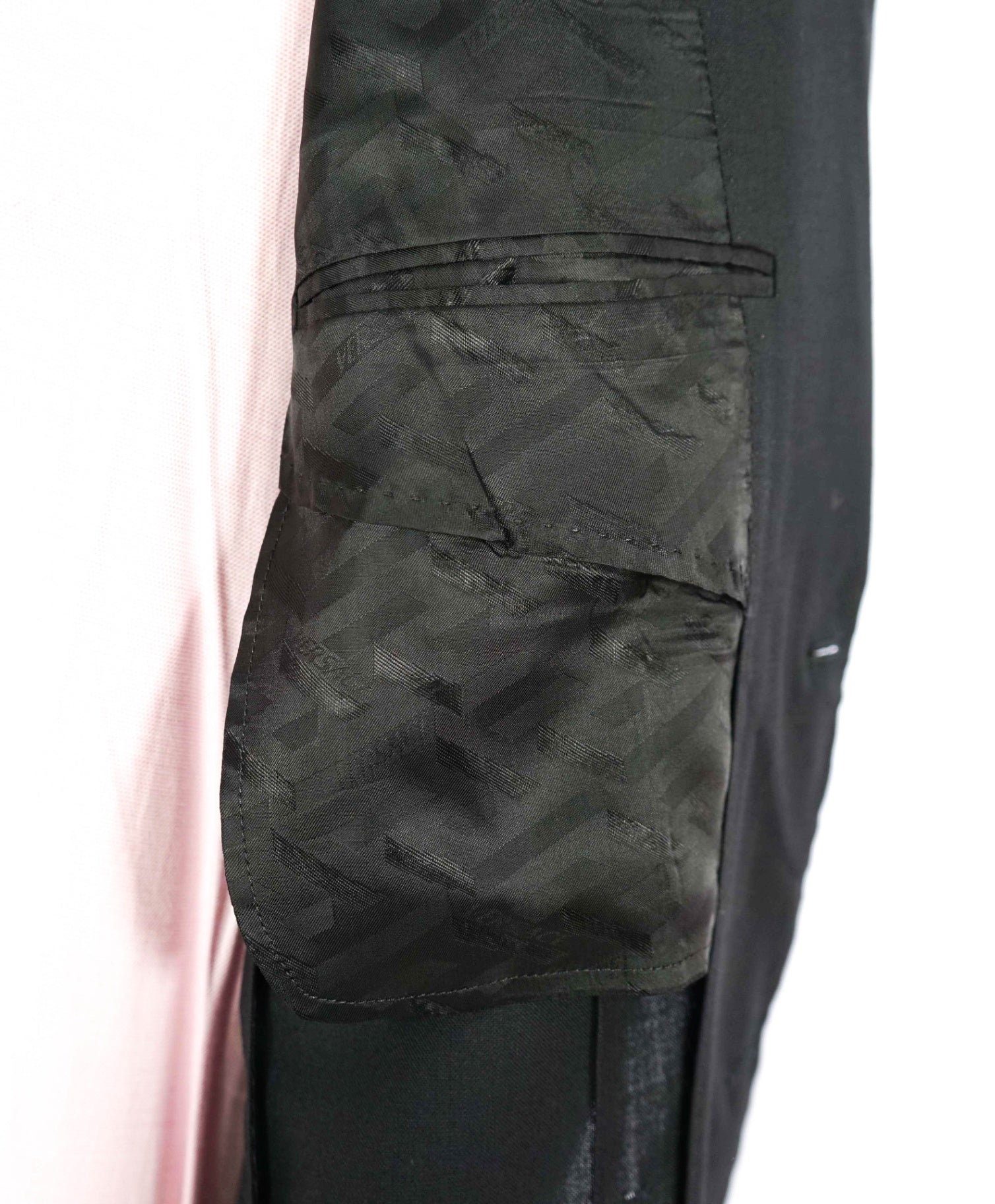 $3,350 Versace "BIGGIE" Solid Black Logo Side Tab Suit 40