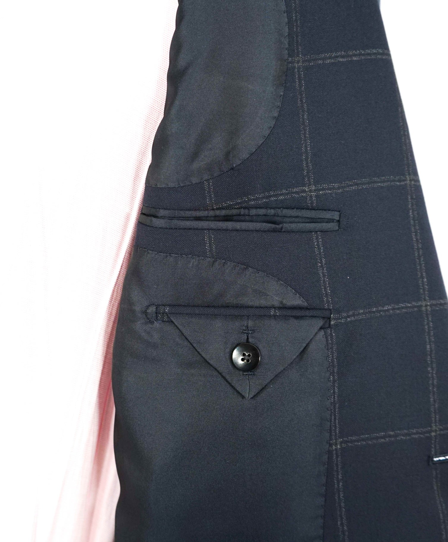 $5,970 Tom Ford Navy Check Peak Lapel Wool Suit 36R