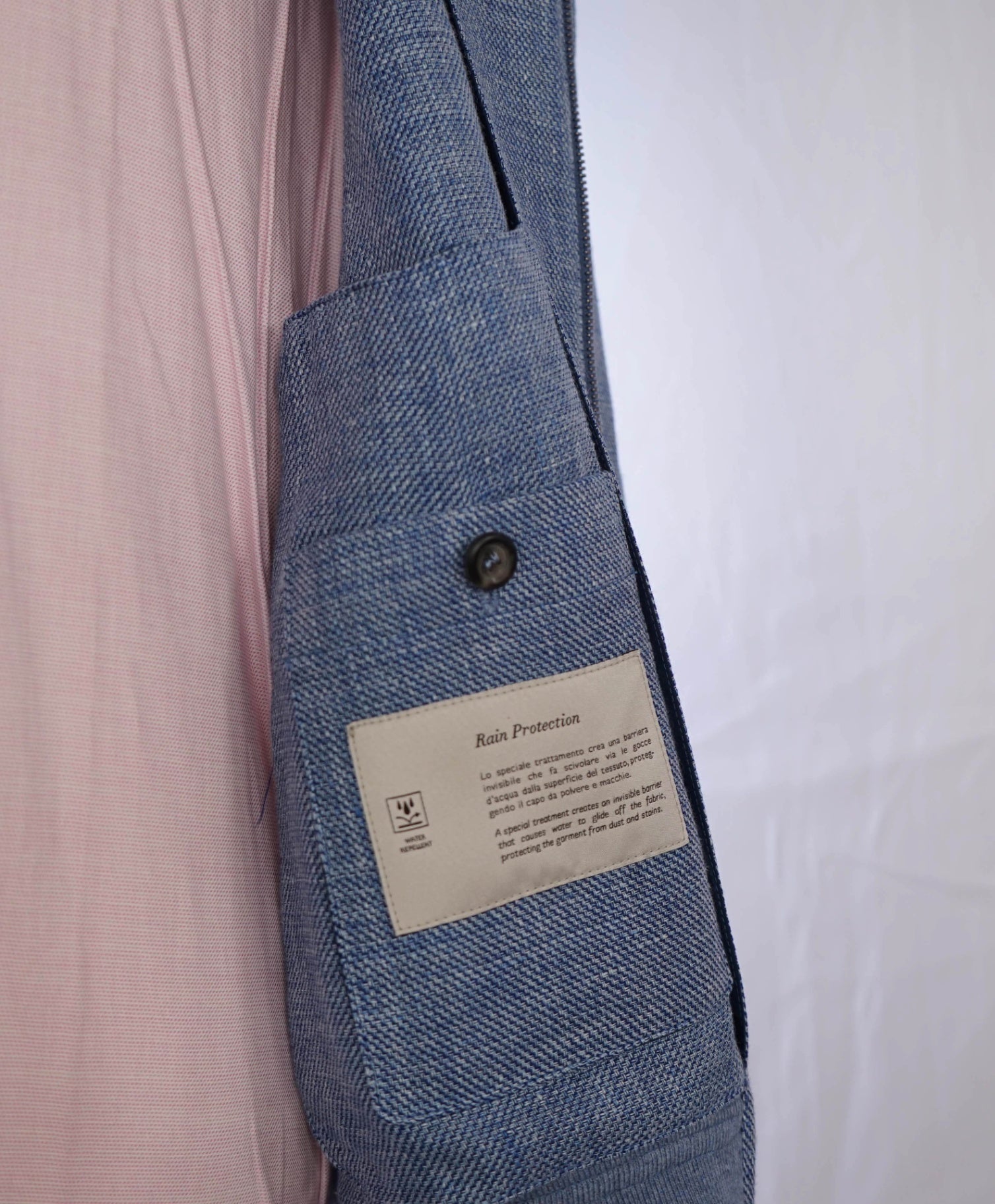 $2,850 Canali *EXCLUSIVE* Blue Wool/Linen Bomber Jacket 40R