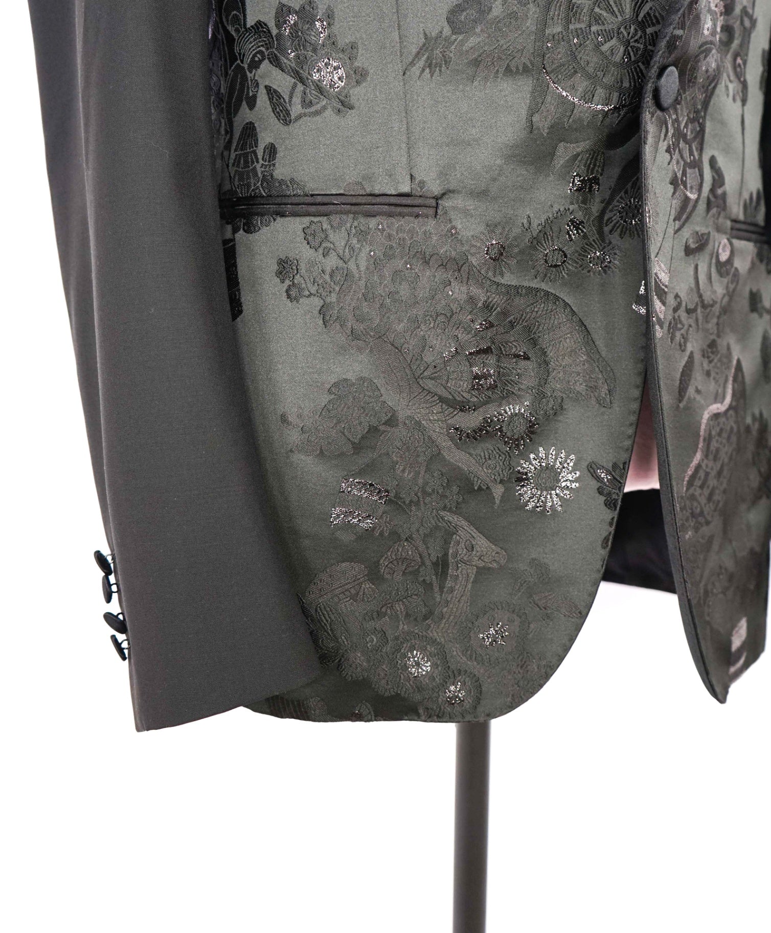 $4,950 LANVIN Floral Black RUNWAY Wool Blend Tuxedo Suit 40R