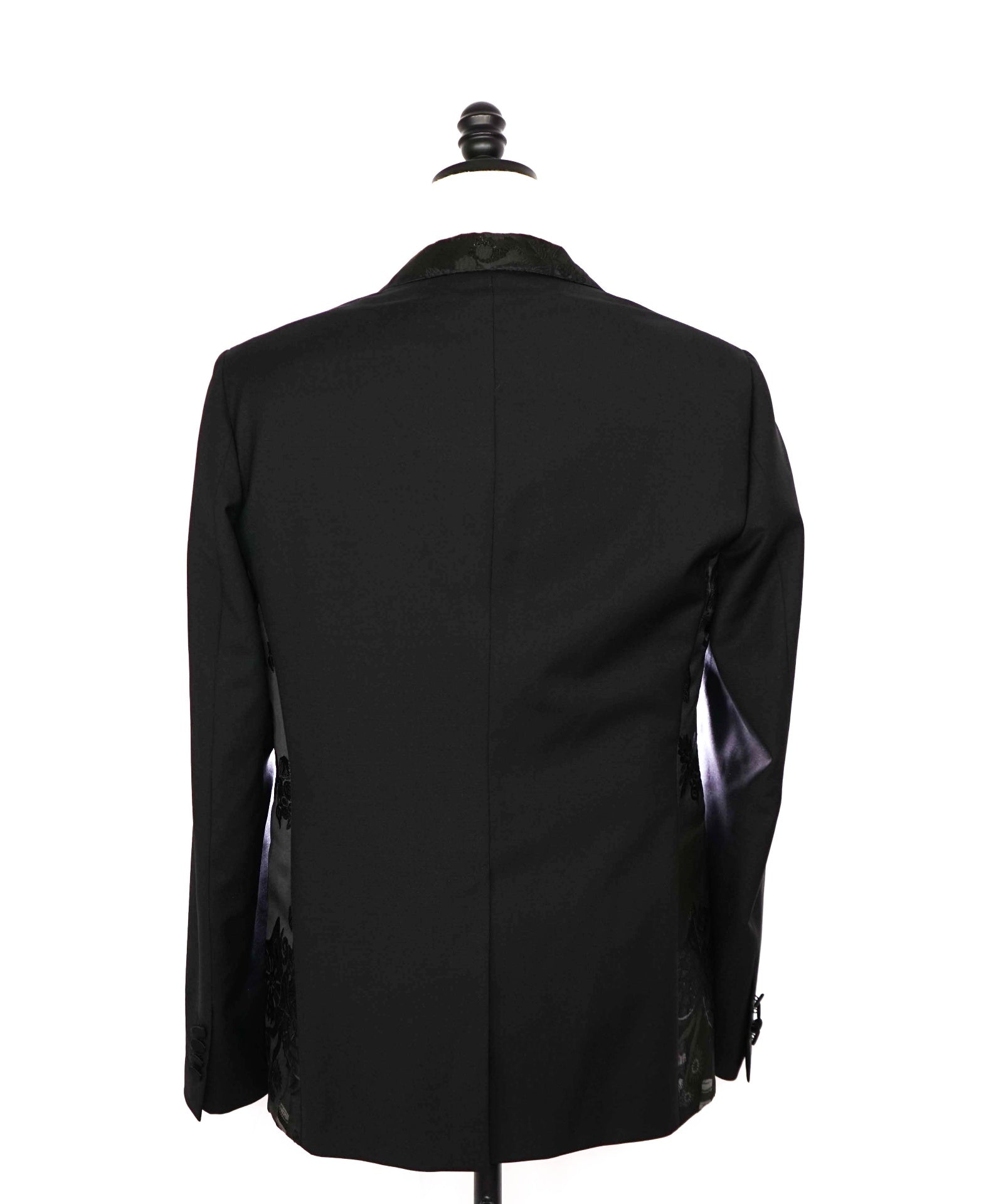 $4,950 LANVIN Floral Black RUNWAY Wool Blend Tuxedo Suit 40R