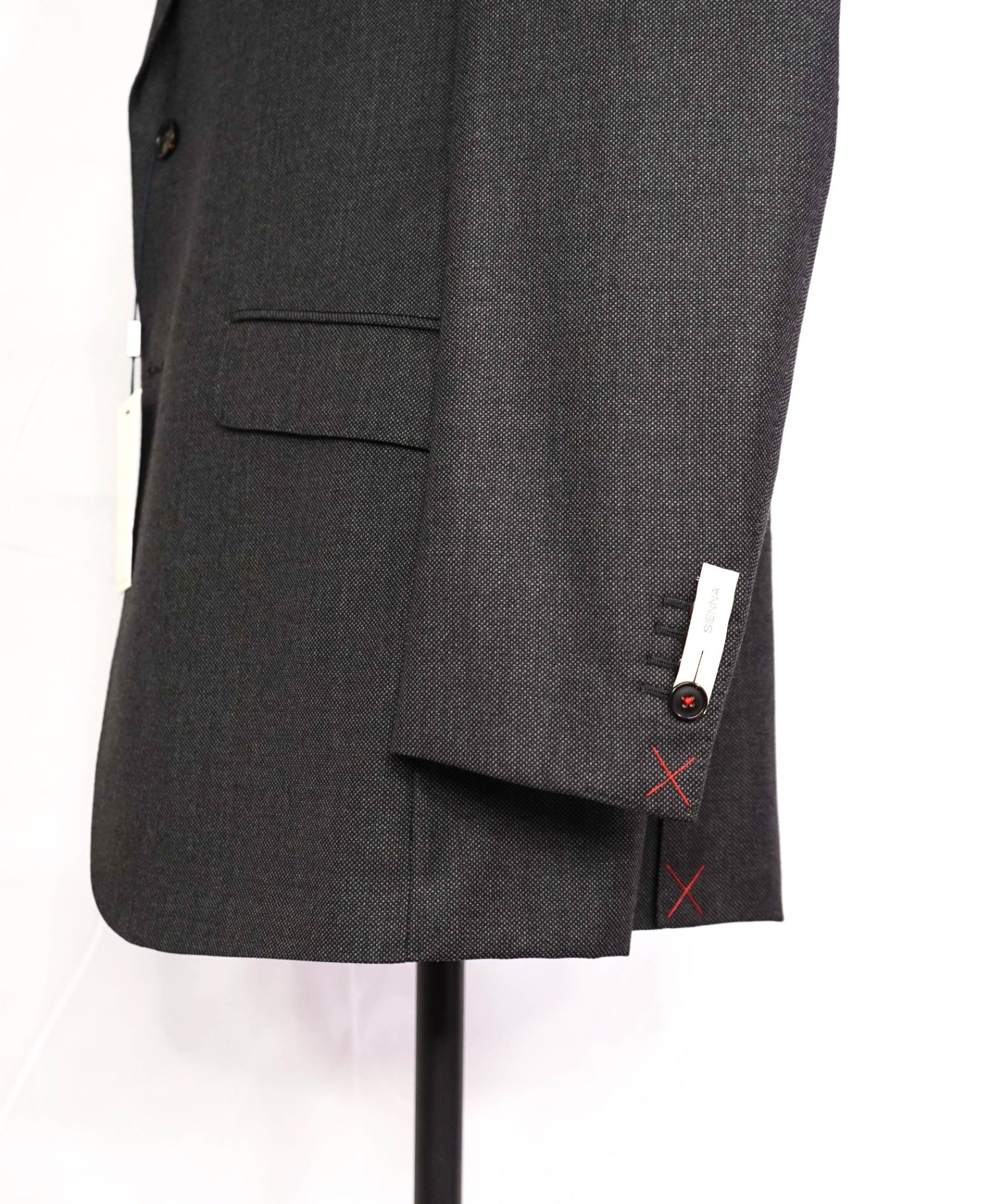 $699 SuitSupply Birdseye Grey "SIENNA" VBC Fabric Wool Suit 46L
