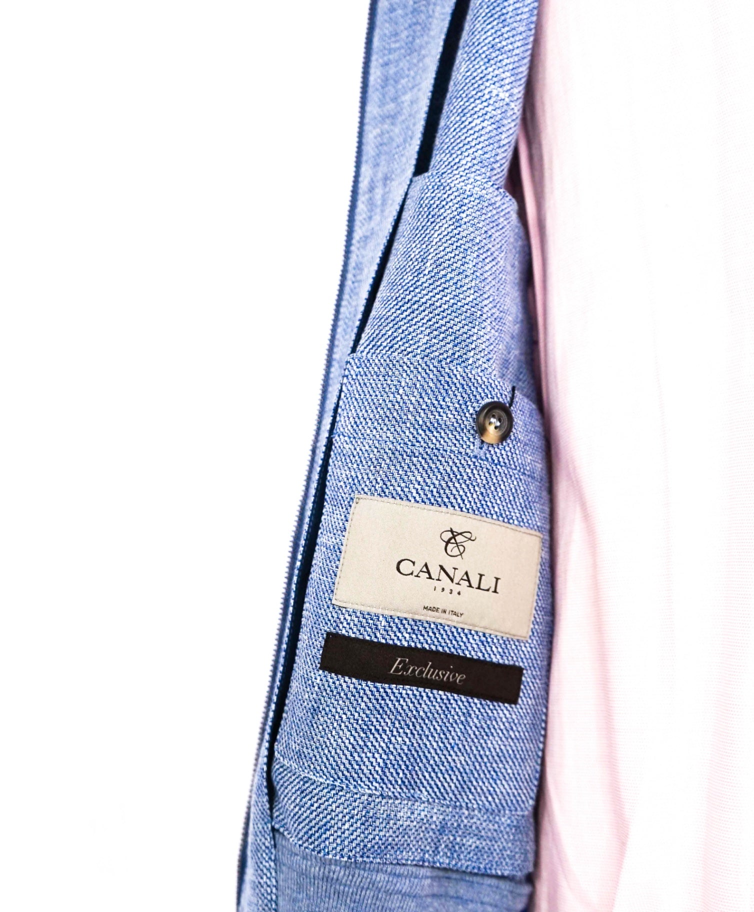$2,850 Canali *EXCLUSIVE* Blue Wool/Linen Bomber Jacket 40R