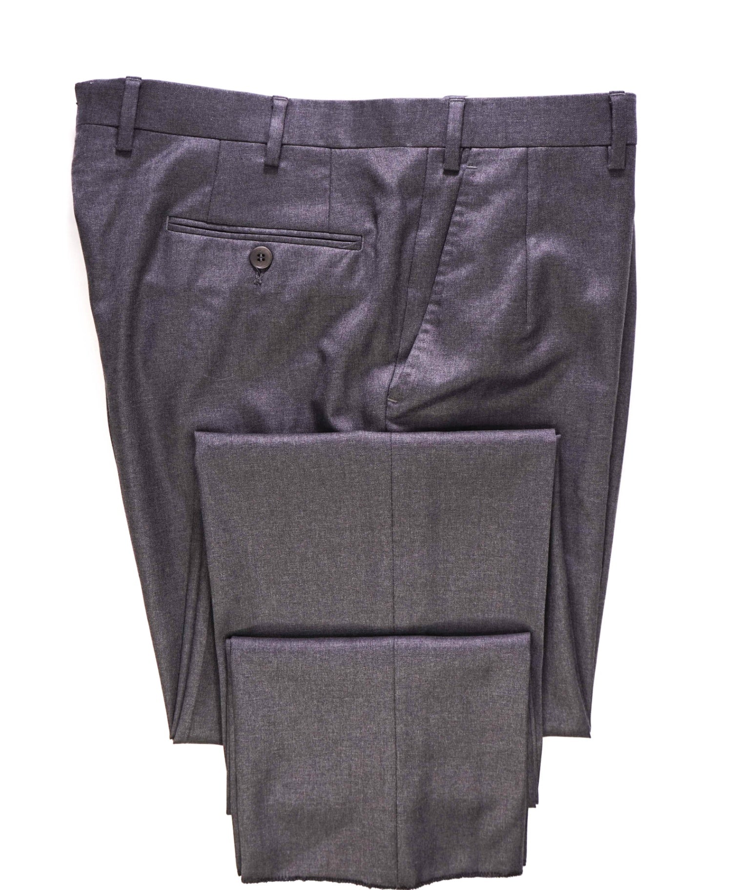 $1,050 Brioni Solid Grey Wool Flat Front Dress Pants 36W