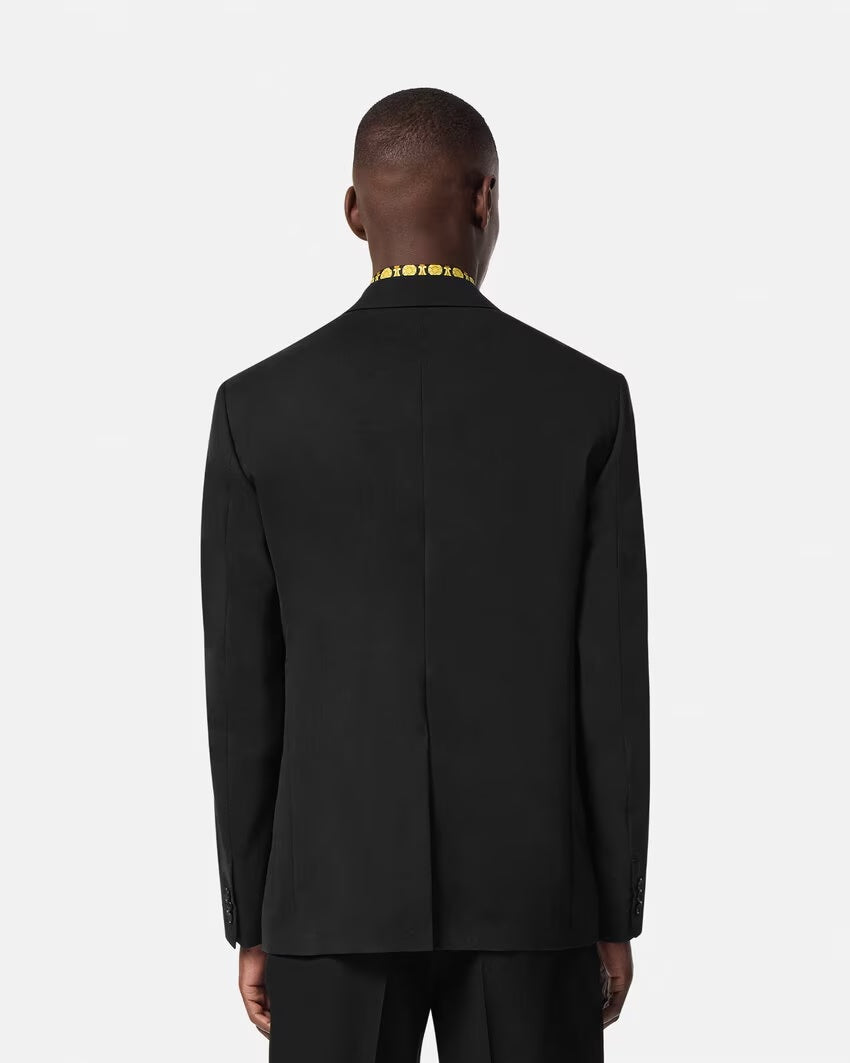 $3,350 Versace "BIGGIE" Solid Black Logo Side Tab Suit 40