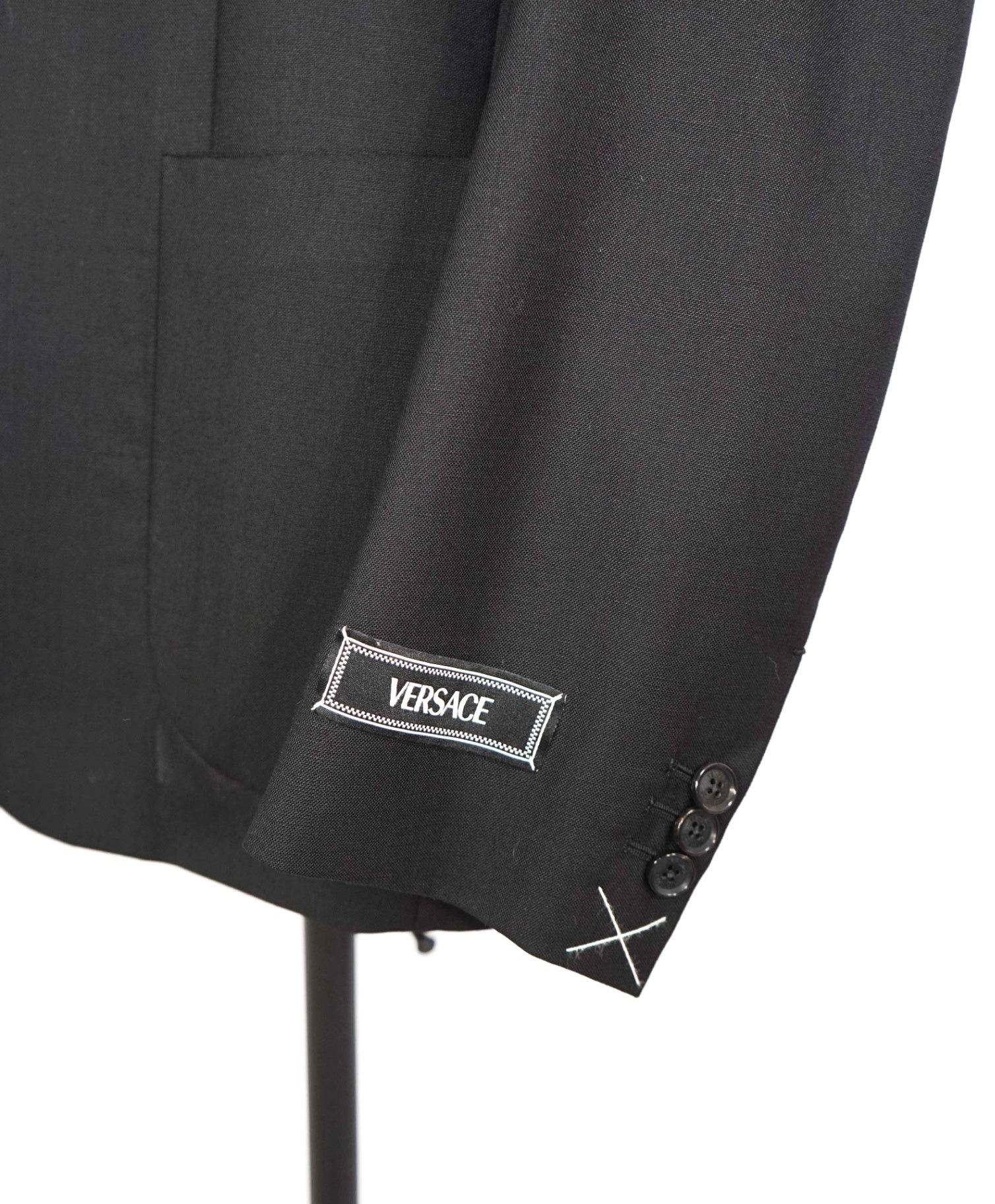 $3,350 Versace "BIGGIE" Solid Black Logo Side Tab Suit 40