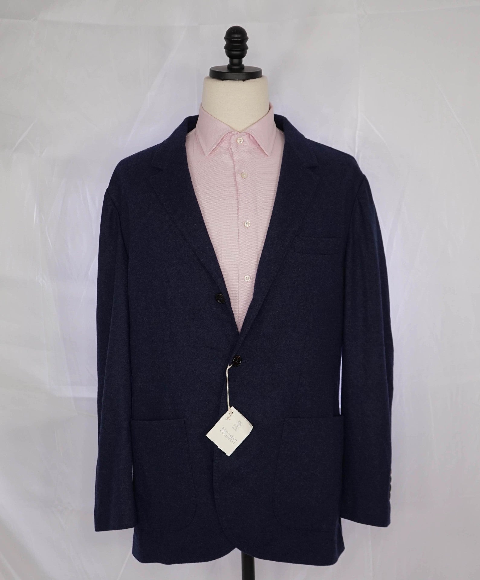 $3,990 Brunello Cucinelli Navy 2/3 Btn Roll 100% Cashmere Blazer 44