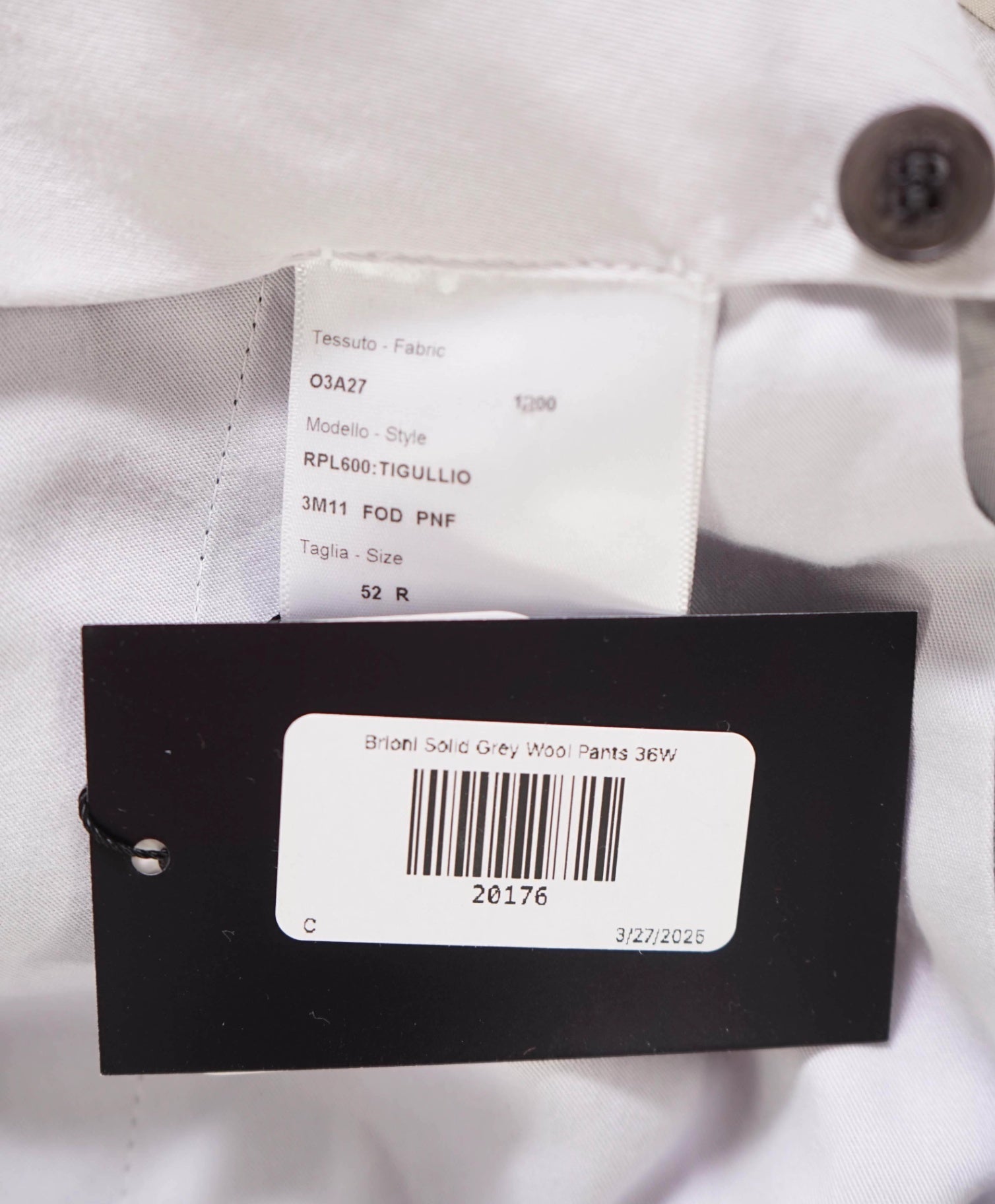 $1,050 Brioni Solid Grey Wool Flat Front Dress Pants 36W