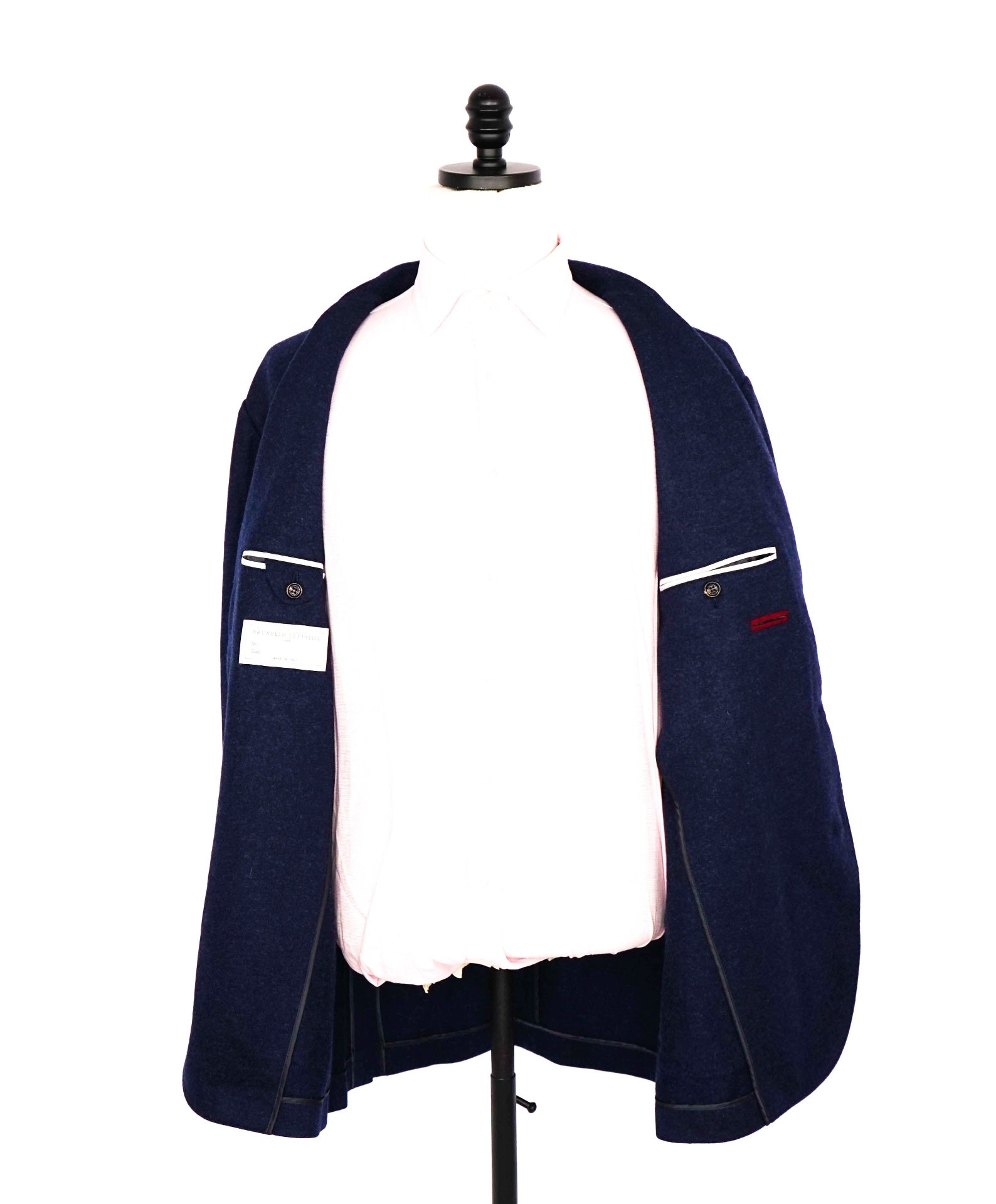 $3,990 Brunello Cucinelli Navy 2/3 Btn Roll 100% Cashmere Blazer 44