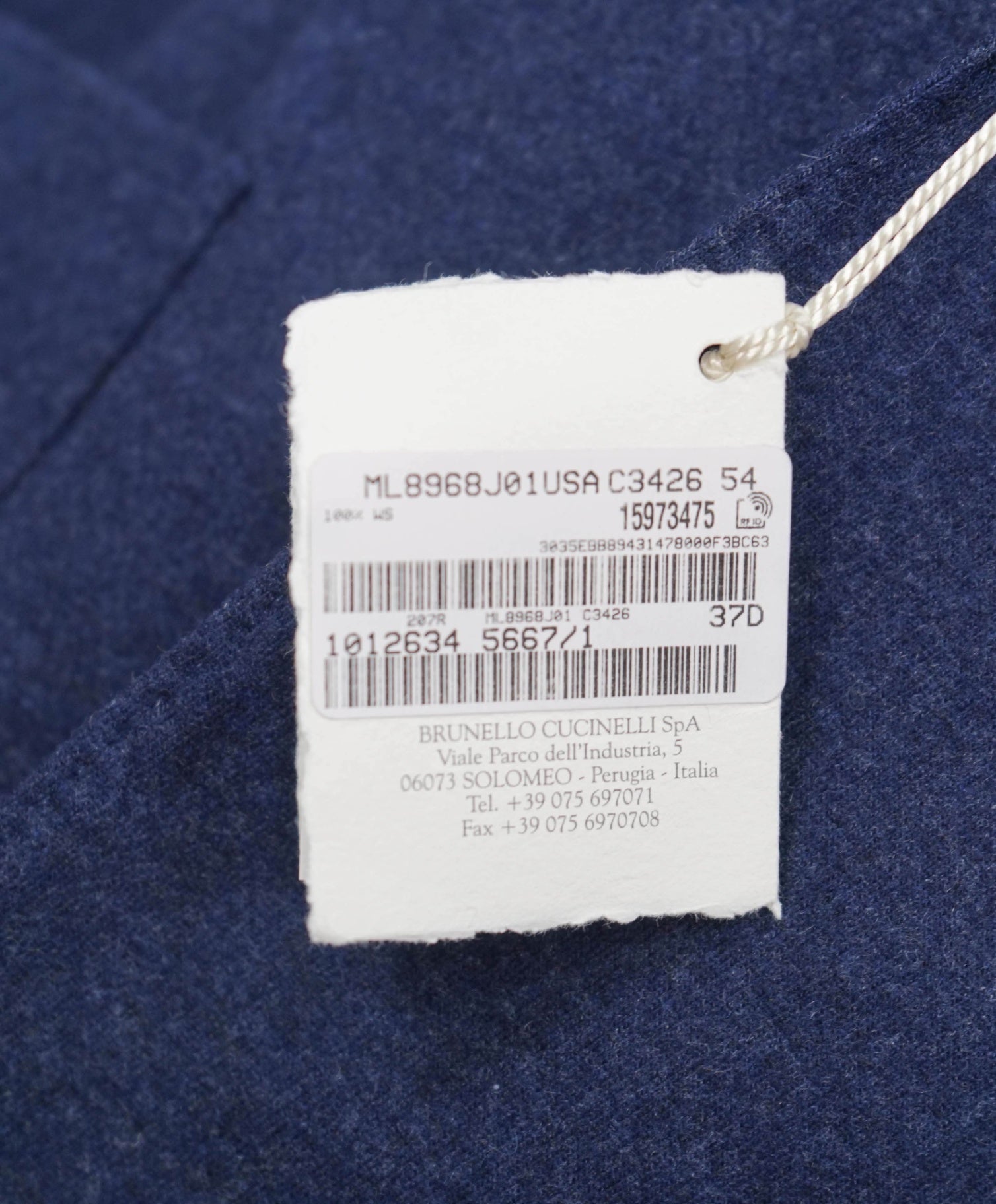 $3,990 Brunello Cucinelli Navy 2/3 Btn Roll 100% Cashmere Blazer 44