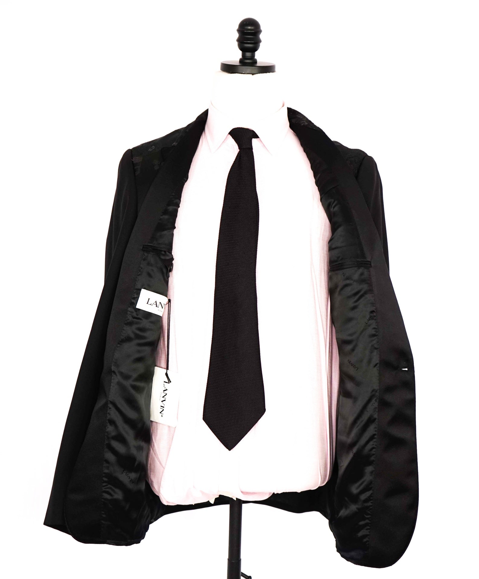 $4,950 LANVIN Floral Black RUNWAY Wool Blend Tuxedo Suit 40R