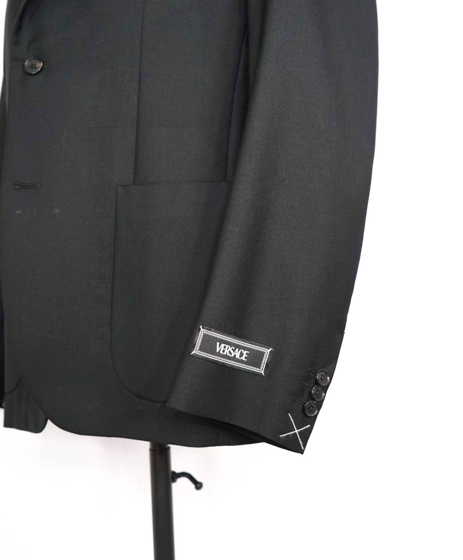 $3,350 Versace "BIGGIE" Solid Black Logo Side Tab Suit 40