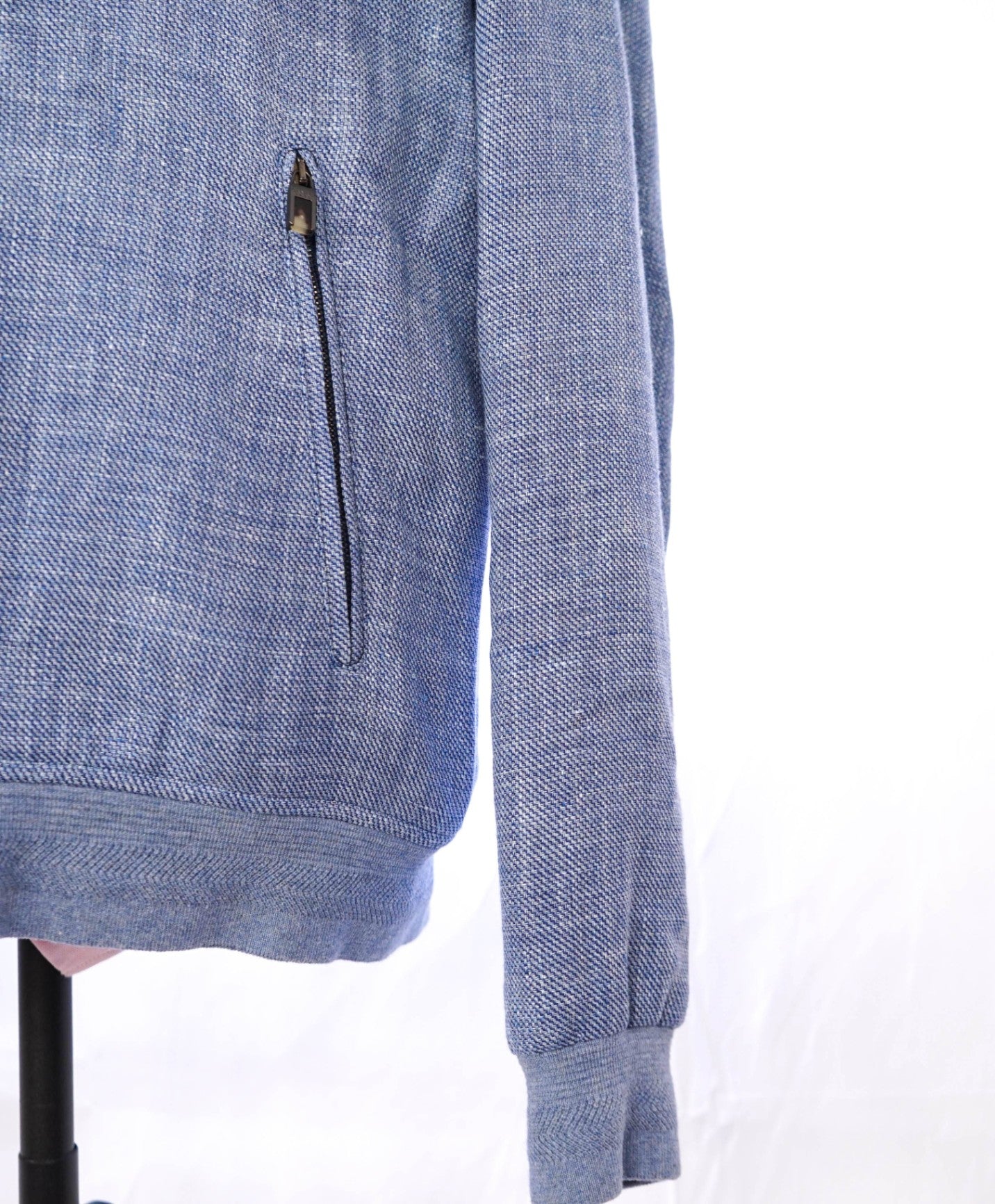 $2,850 Canali *EXCLUSIVE* Blue Wool/Linen Bomber Jacket 40R