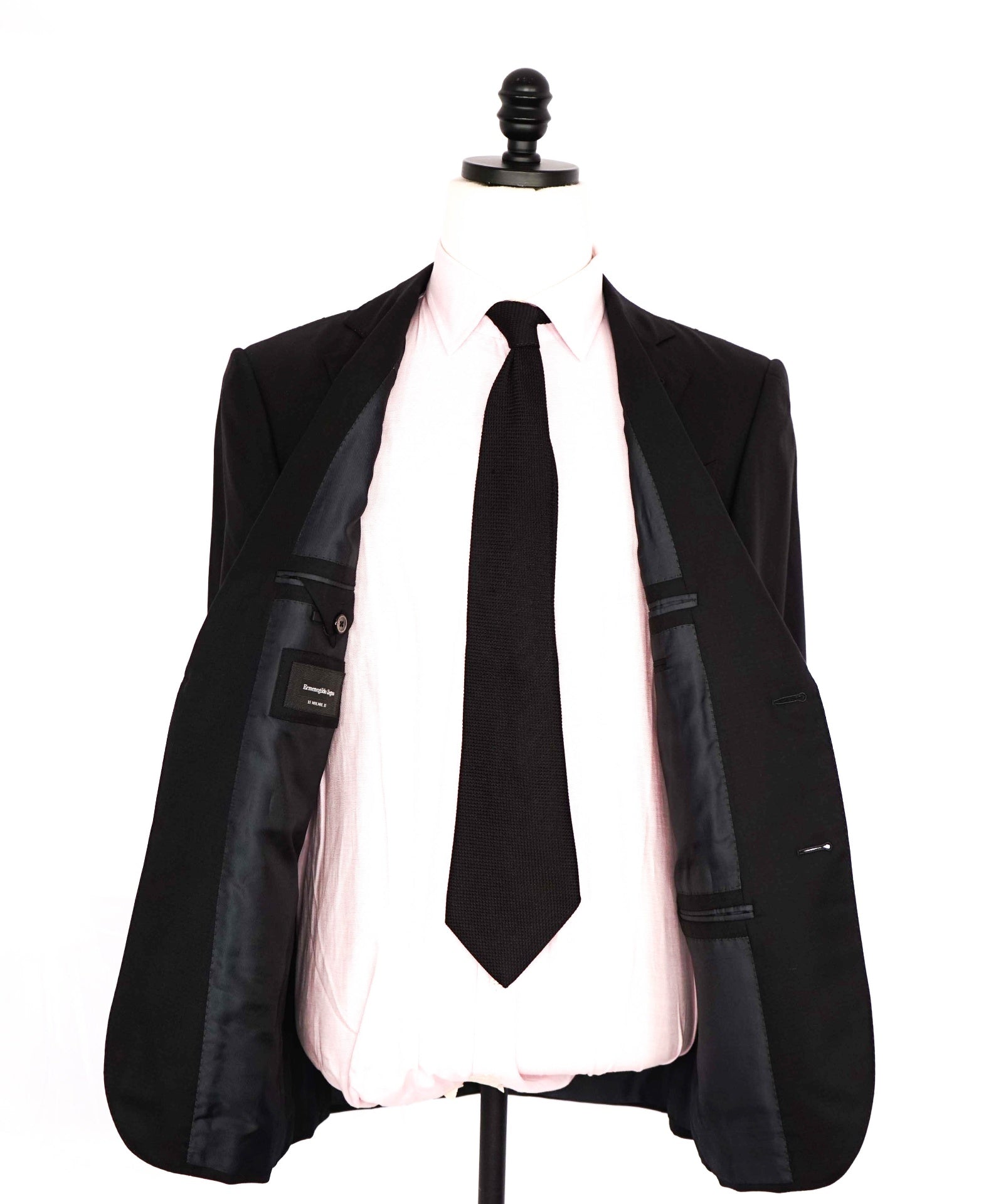 $4,950 Ermenegildo Zegna Micro Check "15 MILMIL 15" Black Suit 38S