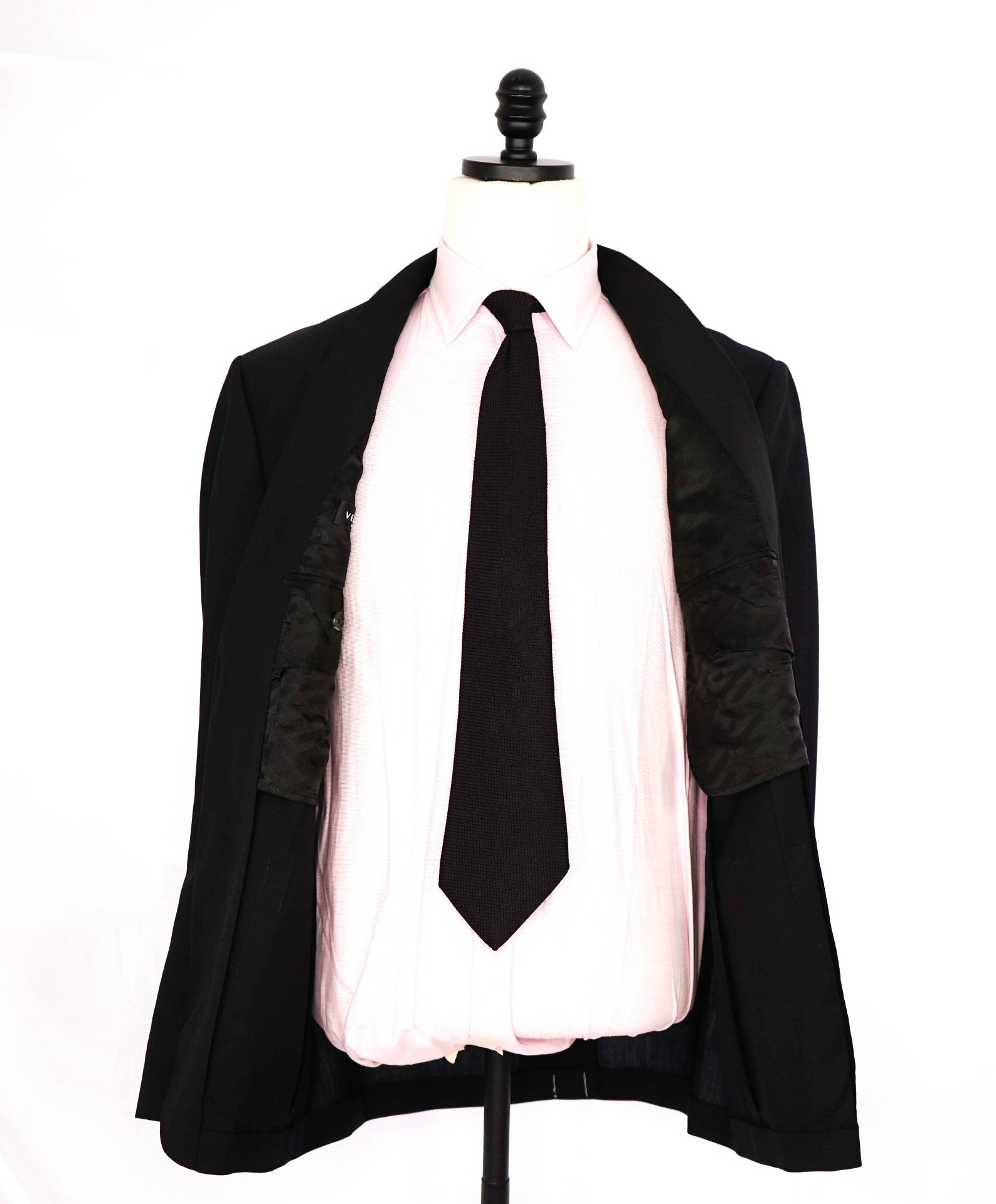 $3,350 Versace "BIGGIE" Solid Black Logo Side Tab Suit 40