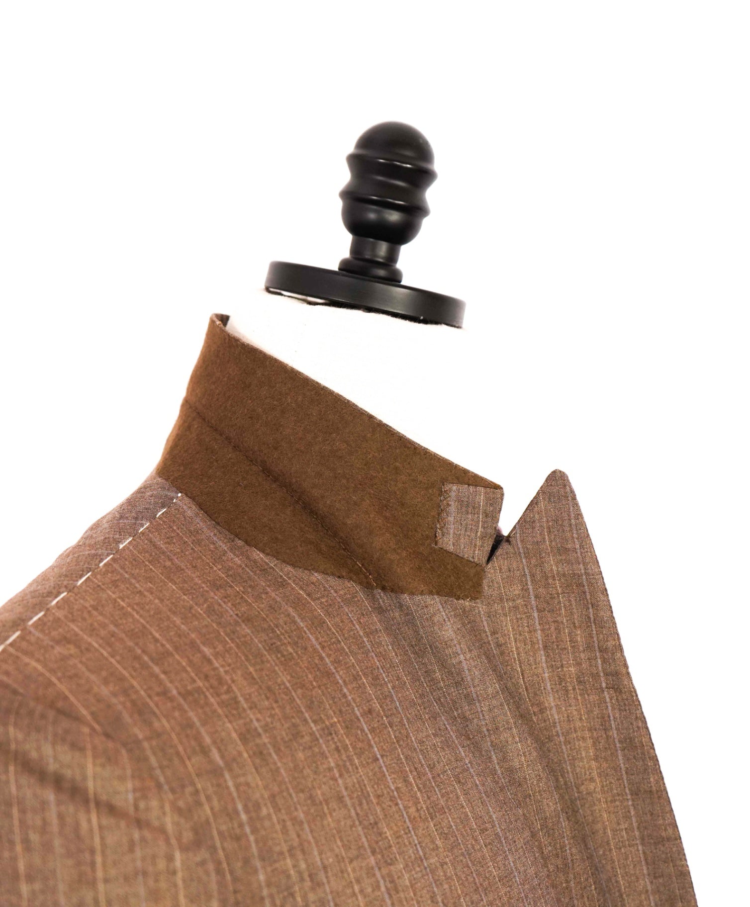 $12,420 Kiton Light Brown Striped 100% Cashmere Peak lapel Suit 40R