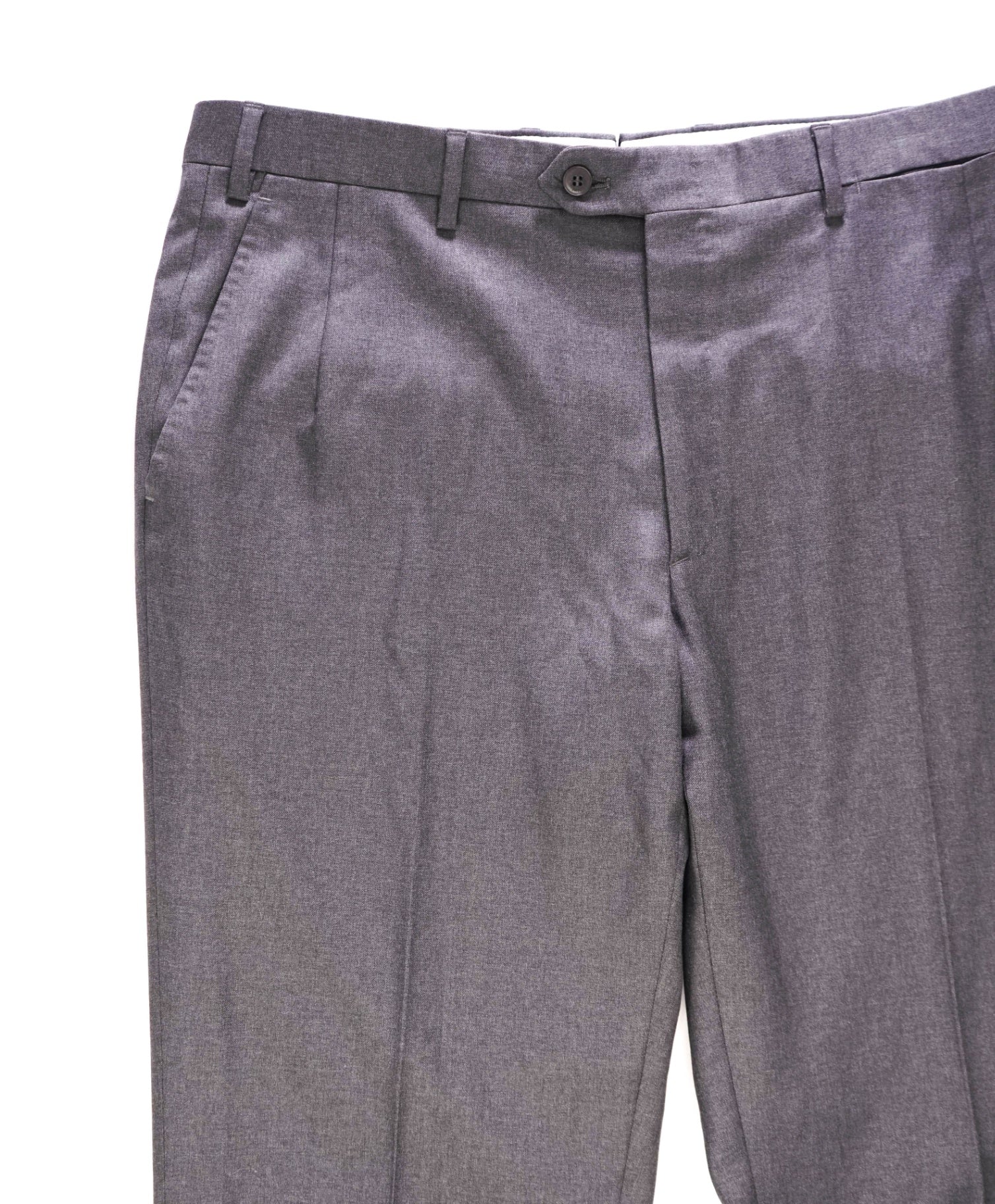 $1,050 Brioni Solid Grey Wool Flat Front Dress Pants 36W
