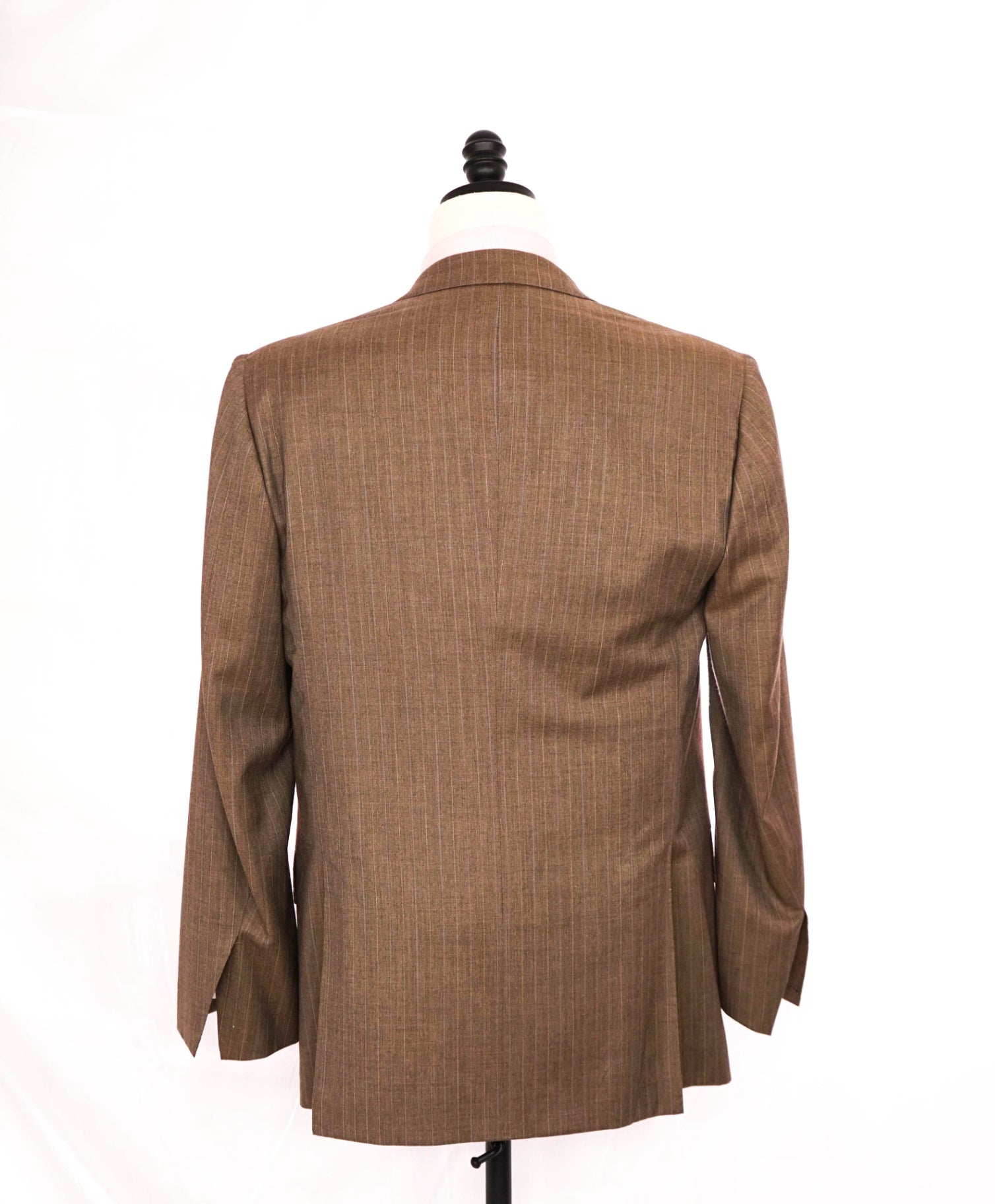 $12,420 Kiton Light Brown Striped 100% Cashmere Peak lapel Suit 40R