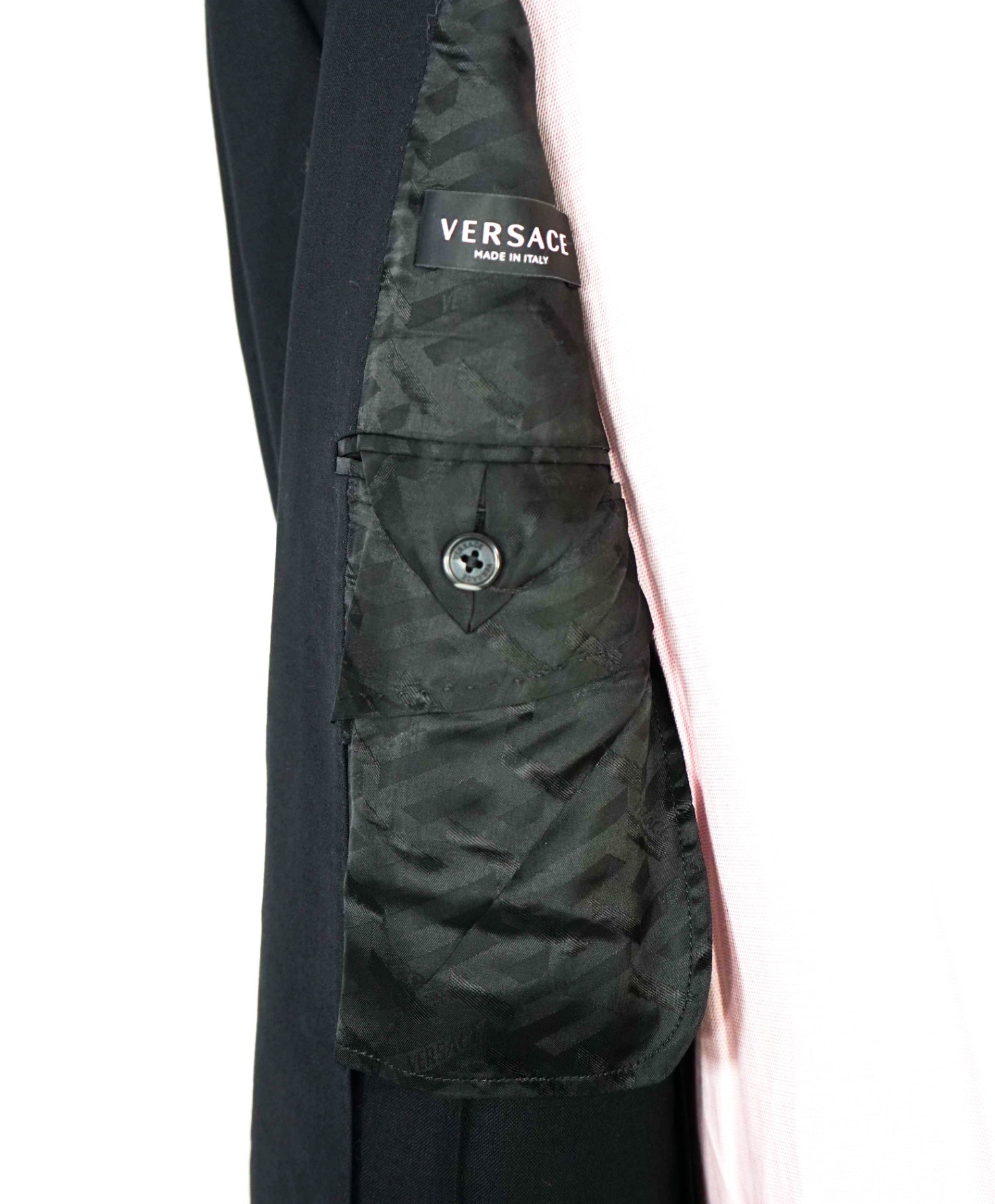 $3,350 Versace "BIGGIE" Solid Black Logo Side Tab Suit 40