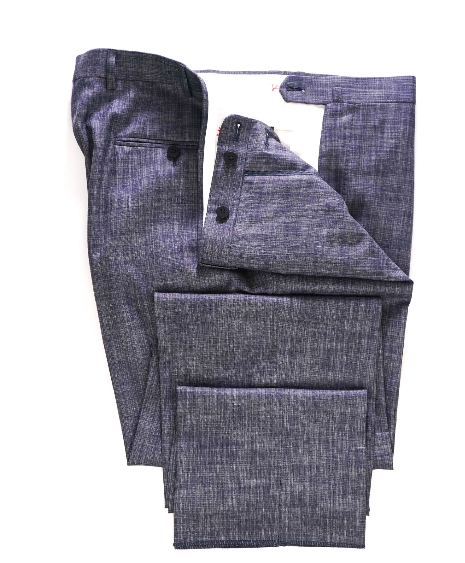 $800 ISAIA Blue Wool/Silk Abstract Pattern Dress Pants 38W