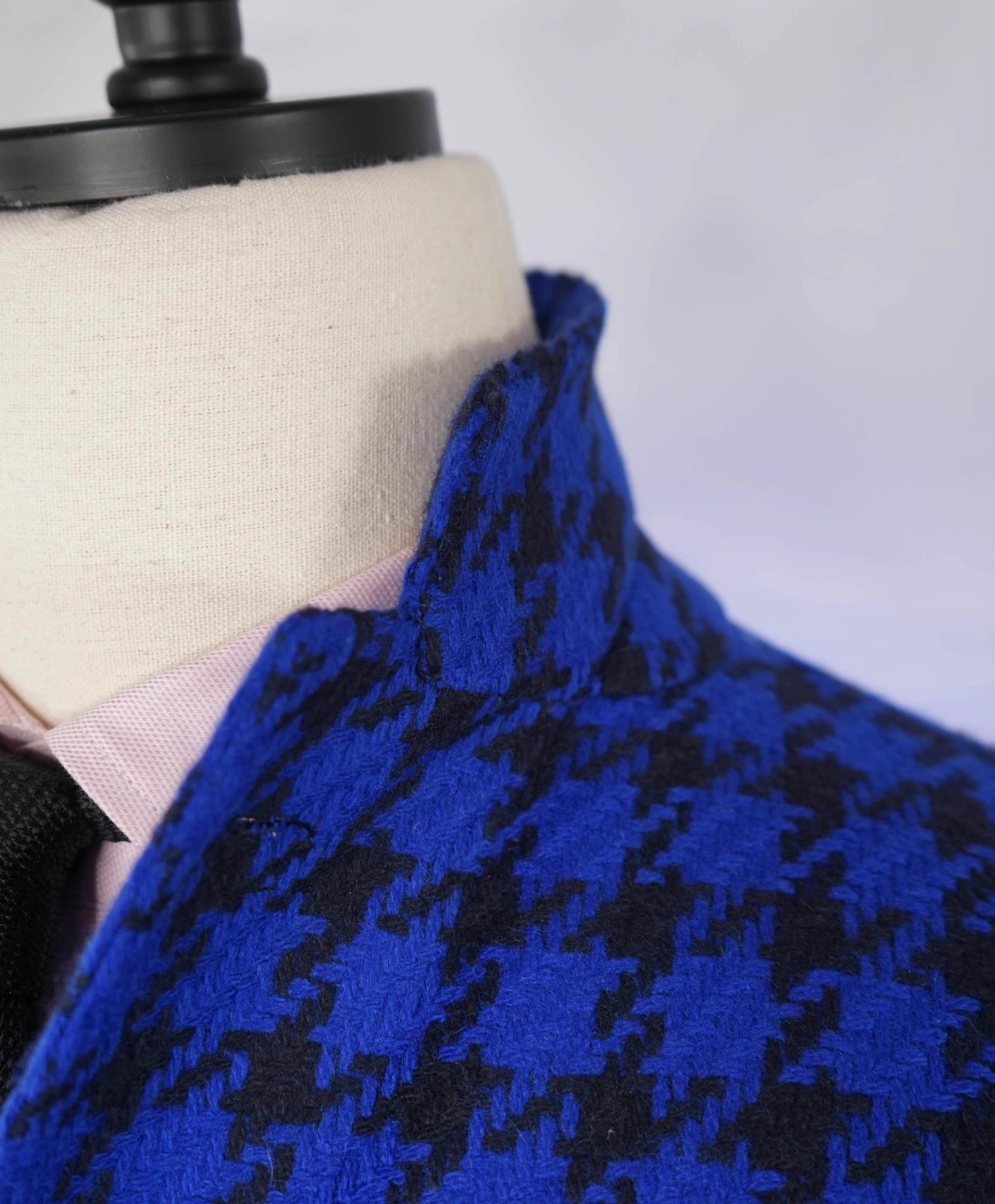 $9,850 Kiton Royal Blue/Navy Houndstooth PURE Cashmere Blazer 38R