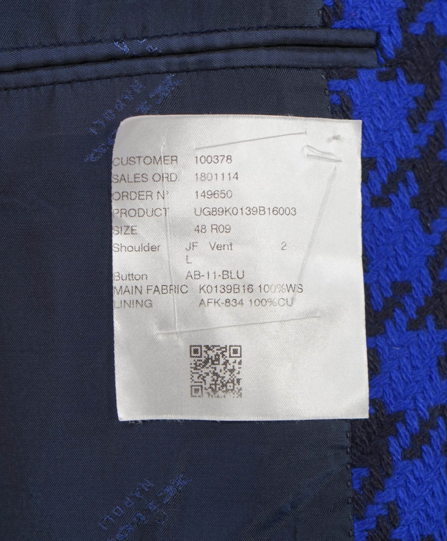 $9,850 Kiton Royal Blue/Navy Houndstooth PURE Cashmere Blazer 38R