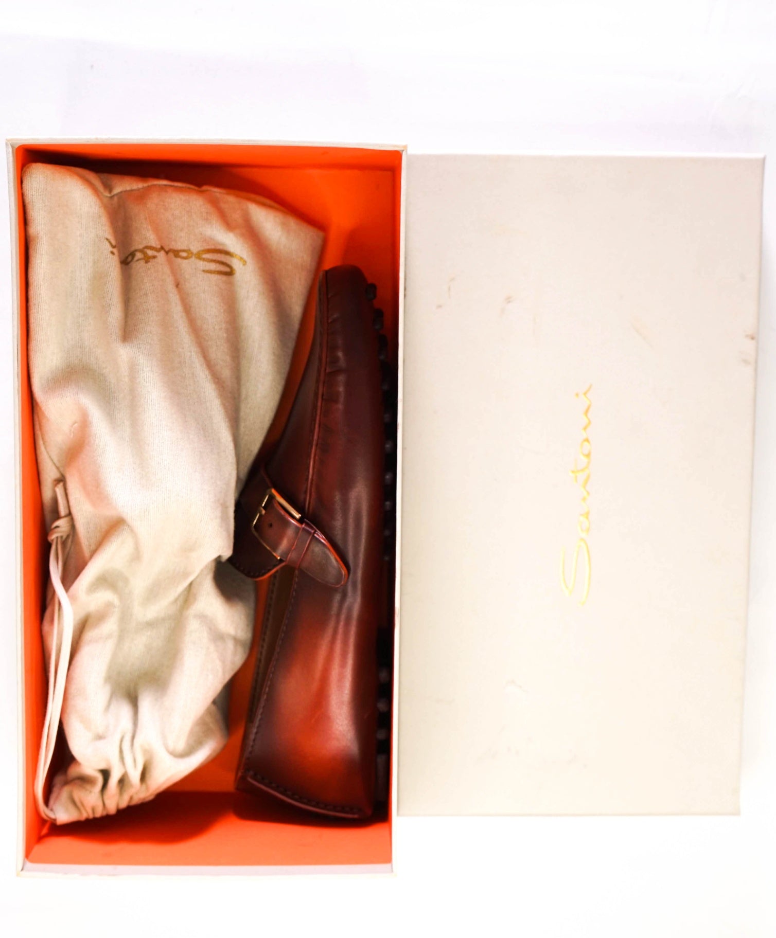 $750 Santoni BROWN / RED Patina Buckle Loafers Footwear U.S. 9 (8IT)