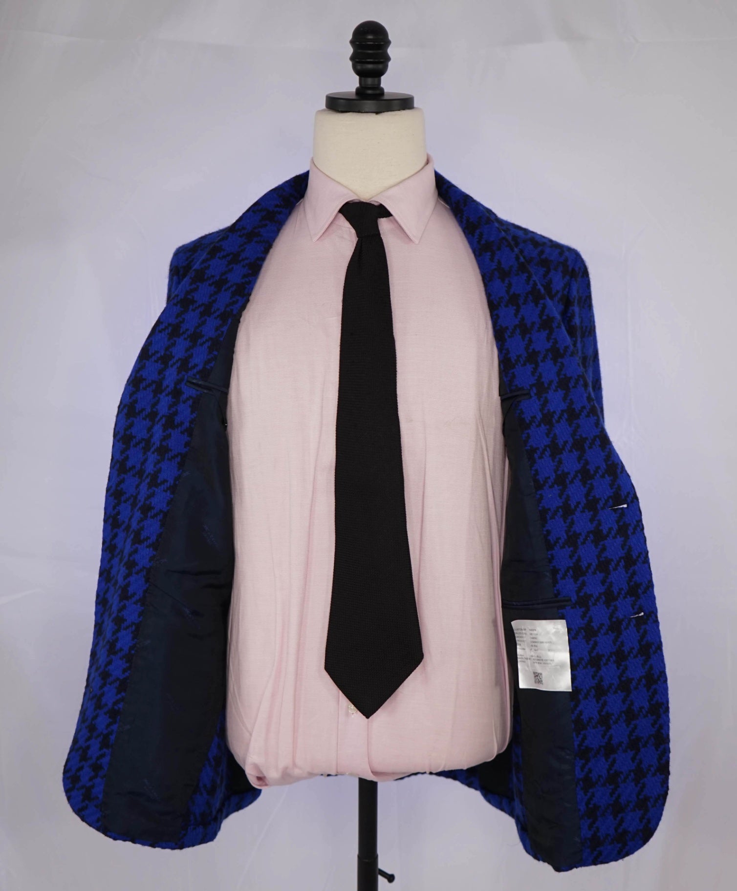 $9,850 Kiton Royal Blue/Navy Houndstooth PURE Cashmere Blazer 38R