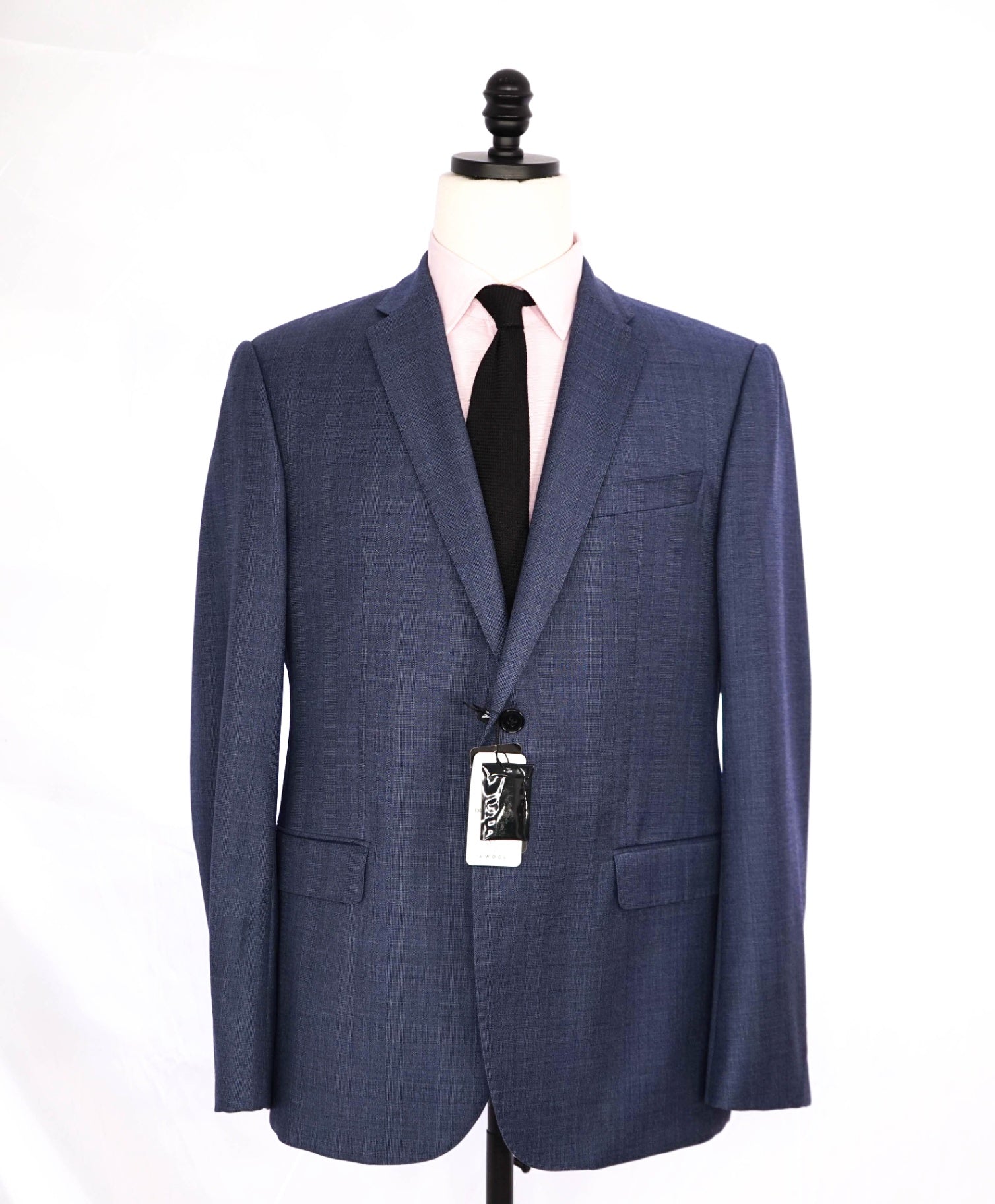 $1,995 Emporio Armani M Line Baby Blue Check Wool Suit 44R